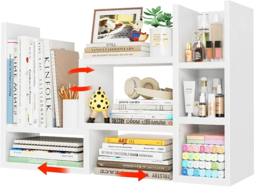 Alternative view of Desk Shelves Desktop Organizer Shelf - White Office Organization for Top of Desk Organizers and Accessories Corner Bookshelf Table Top Shelving Small Hutch Decorations for Women Office