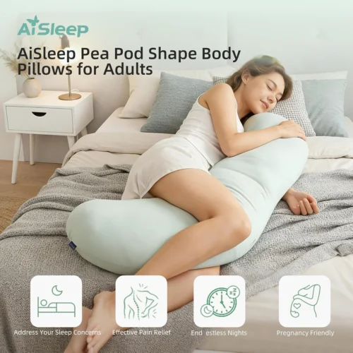 Alternative view of AISLEEP Body Pillow for Adults, Full Body Pillow for Side Sleepers, Long Bed Pillow, Memory Foam Firm Pillow, Pea Pod Shape Long Pillow for Pregnancy Sleeping Full Body Support