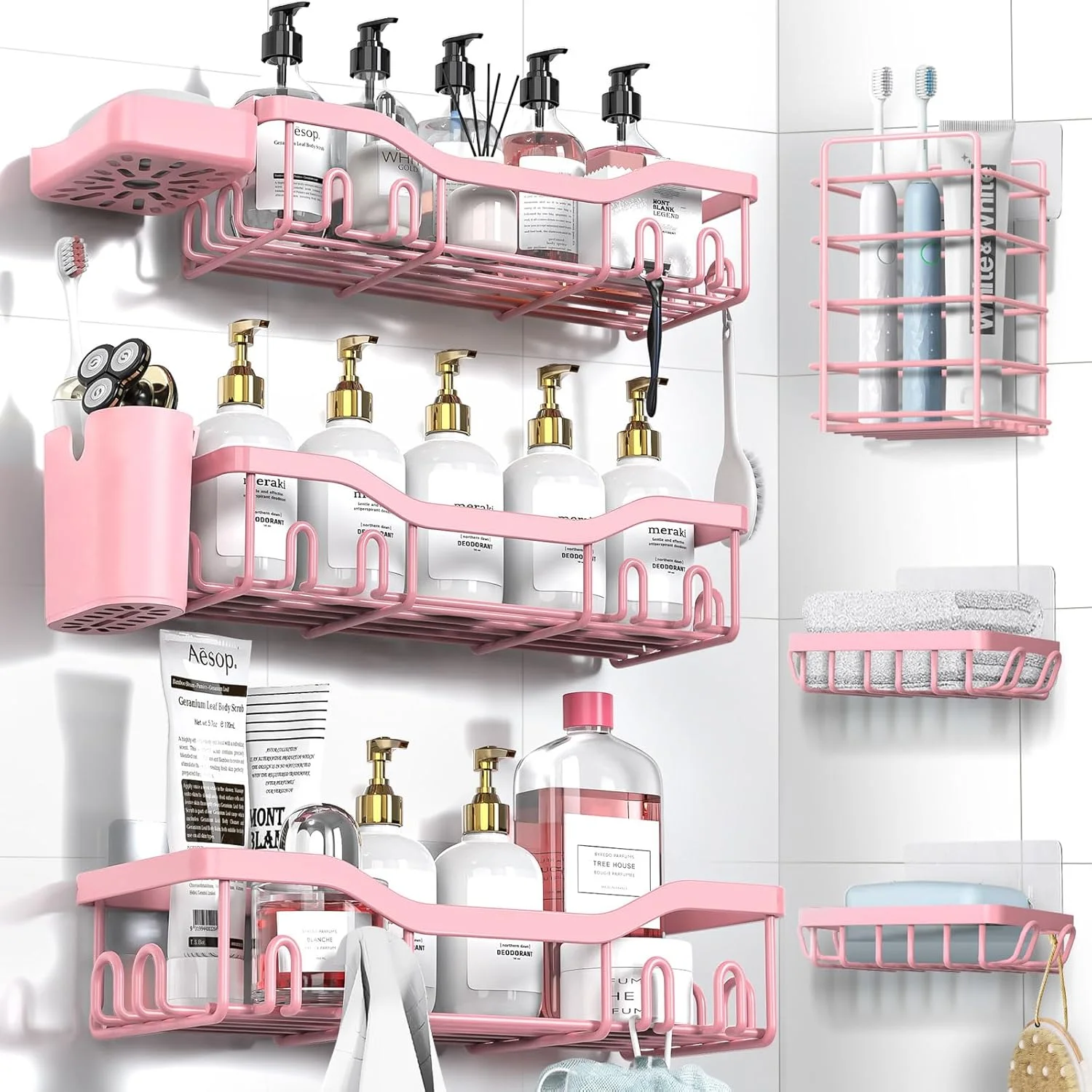 7-Pack Shower Caddy Adhesive, Stainless Steel Shower Organizer Shelf - Image 19