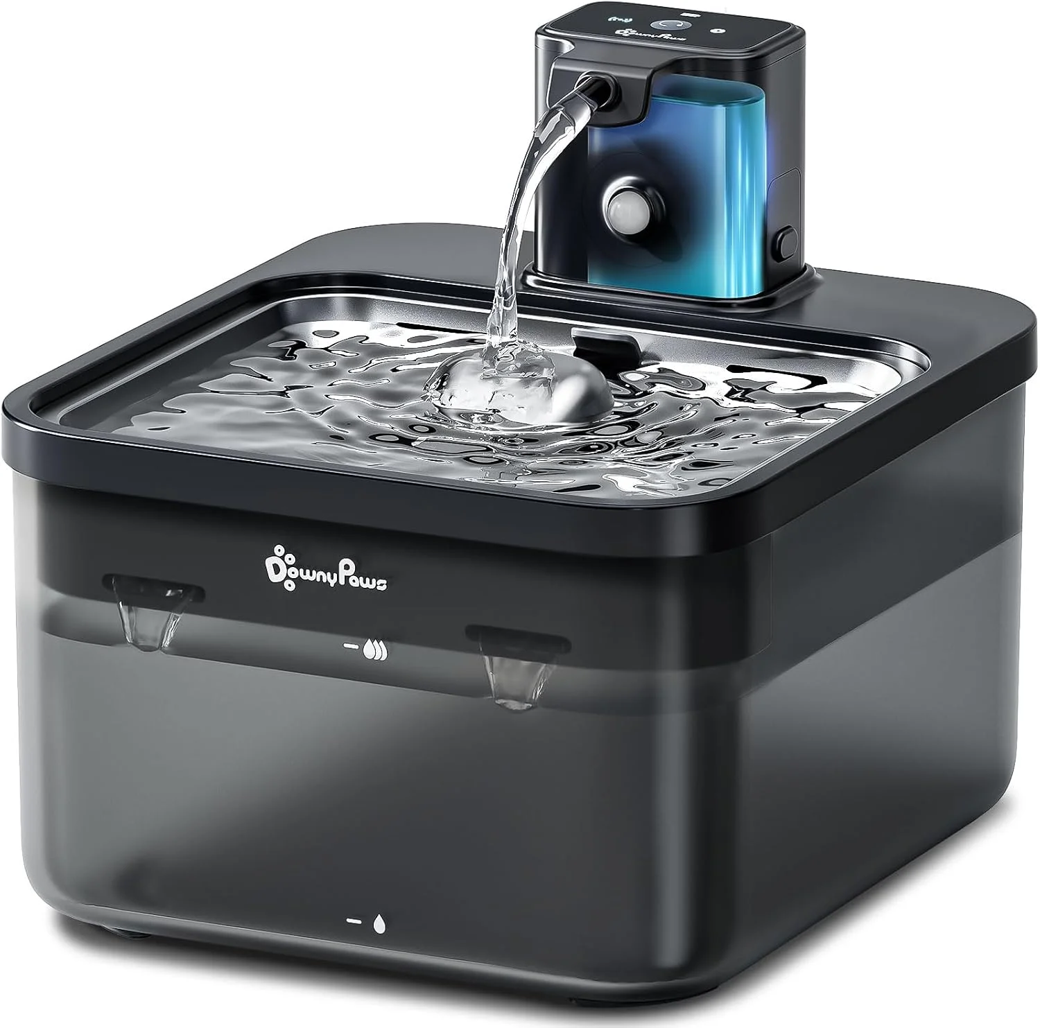 DownyPaws Wireless Cat Water Fountain, Cordless Battery Operated, Black - Image 2