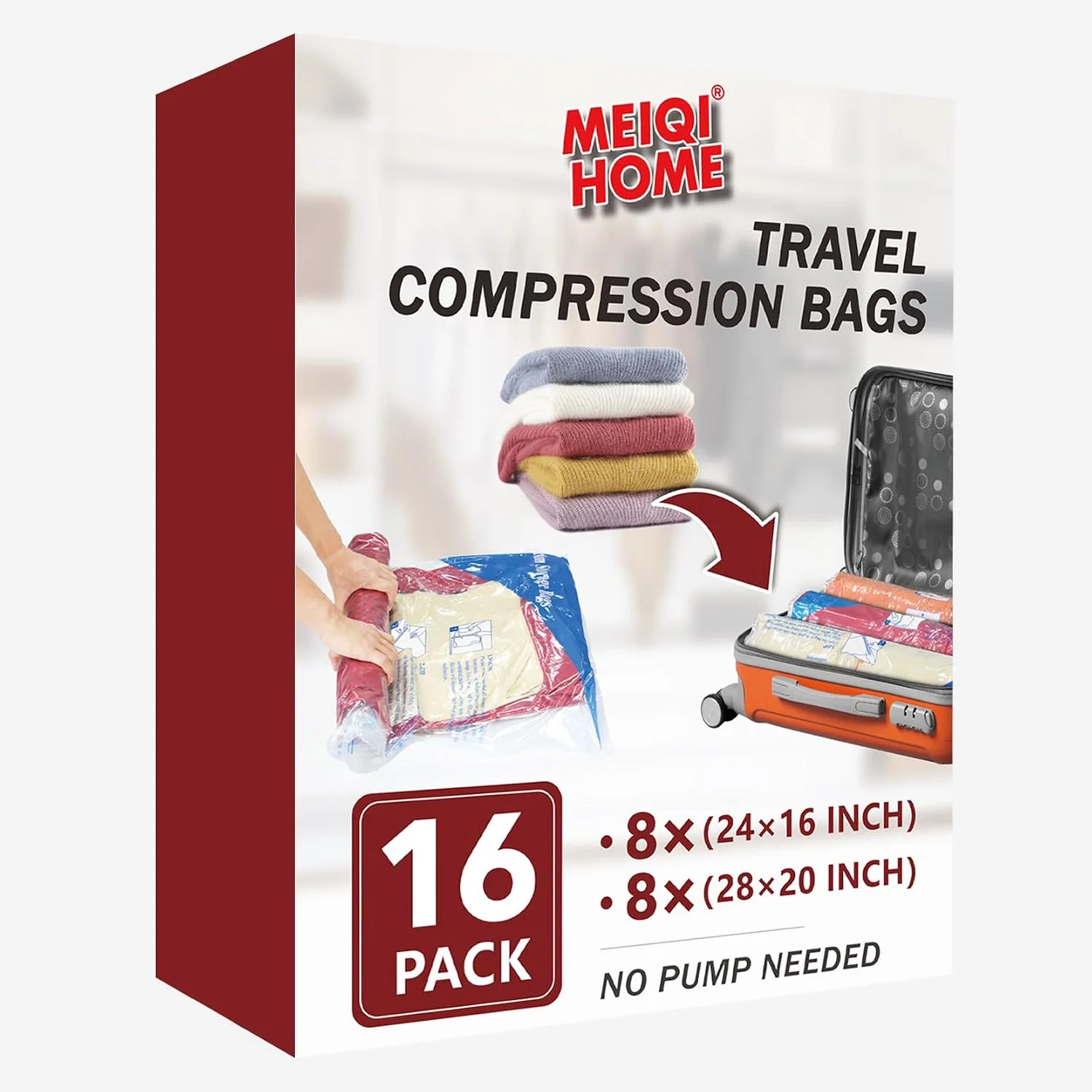Vacuum Storage Bags 10 Combo (5 Jumbo、5Large), Space Saver Sealer Bags, Airtight Compression Bags for Clothes, Pillows, Comforters, Blankets, Bedding - Image 2