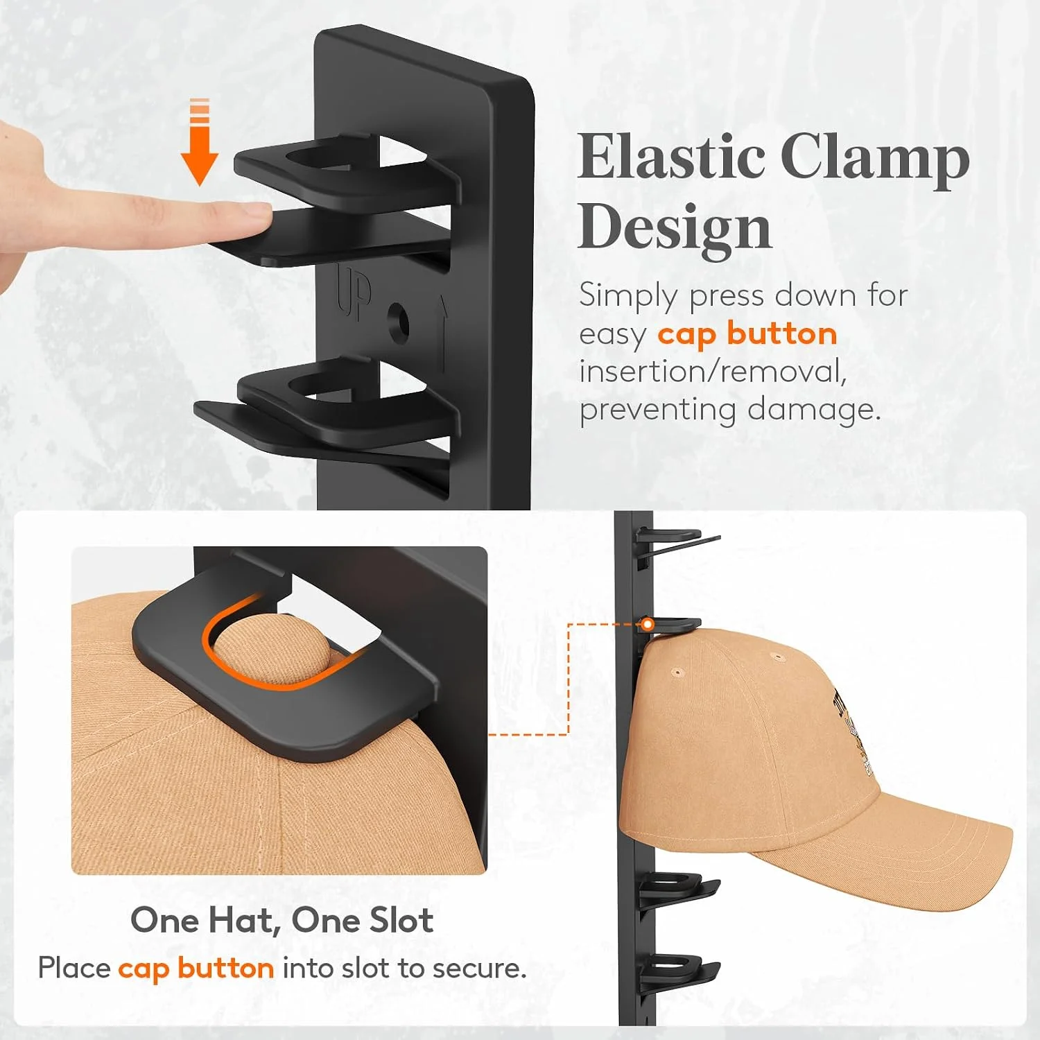 Lifewit Wall-Mounted Hat Organizer, 20 Baseball Caps Storage with Clamps - Image 2
