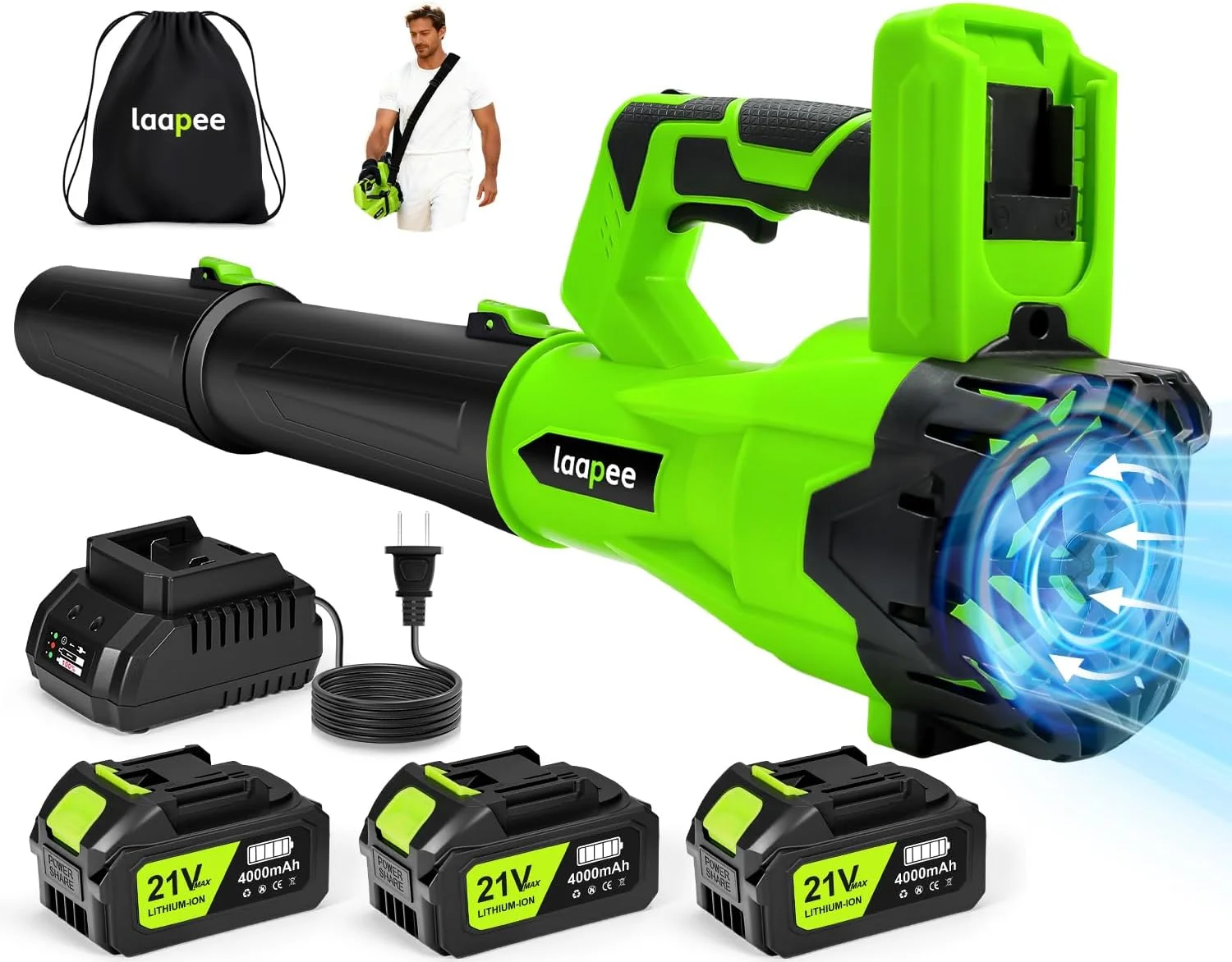 Blower Cordless 650CFM with 2x4.0Ah Battery Powered and Fast Charger - Image 4