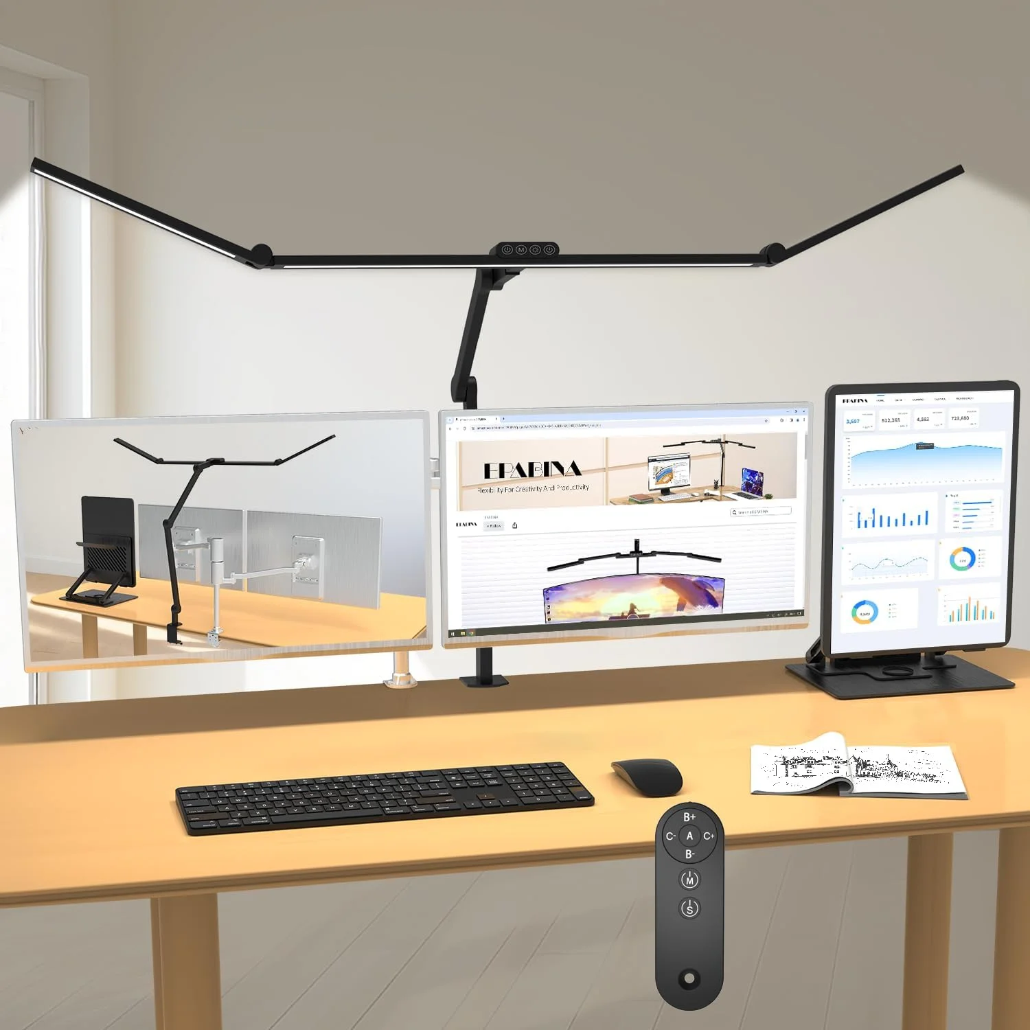 Lumen Ultra Bright Architect Desk Lamp with Clamp, 36W Tall Overhead Led Desk Light for Home Office, 47Inch Long Dimmable Computer Monitor Light Bar - Image 2