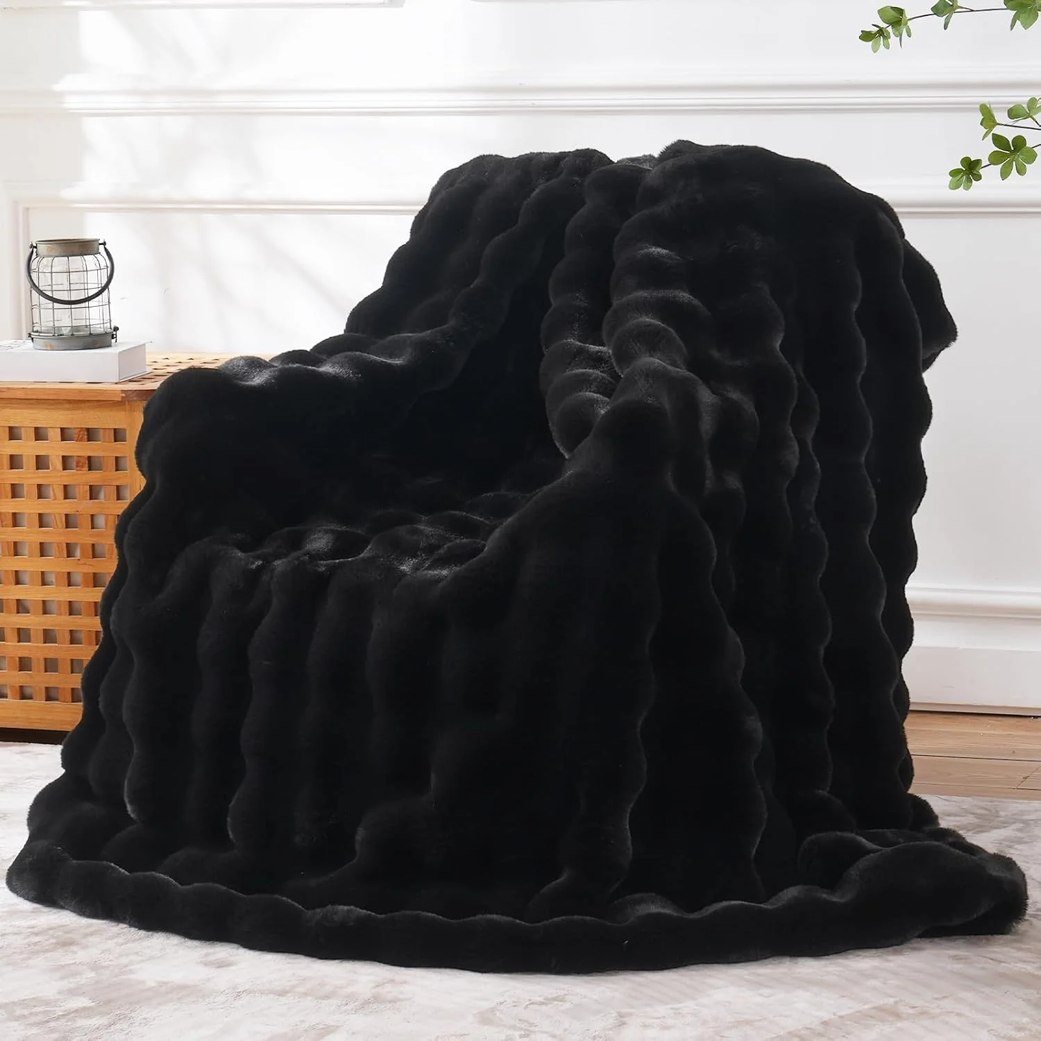 BENVWE Fluffy Faux Fur Throw Blanket for Couch, Soft Plush Thick Cozy Fuzzy Luxury Minky Bubble Blanket for Home Living Room Decor Gift for Women, Tie-dye Coffee, 50 x 60, 1100GSM - Image 2