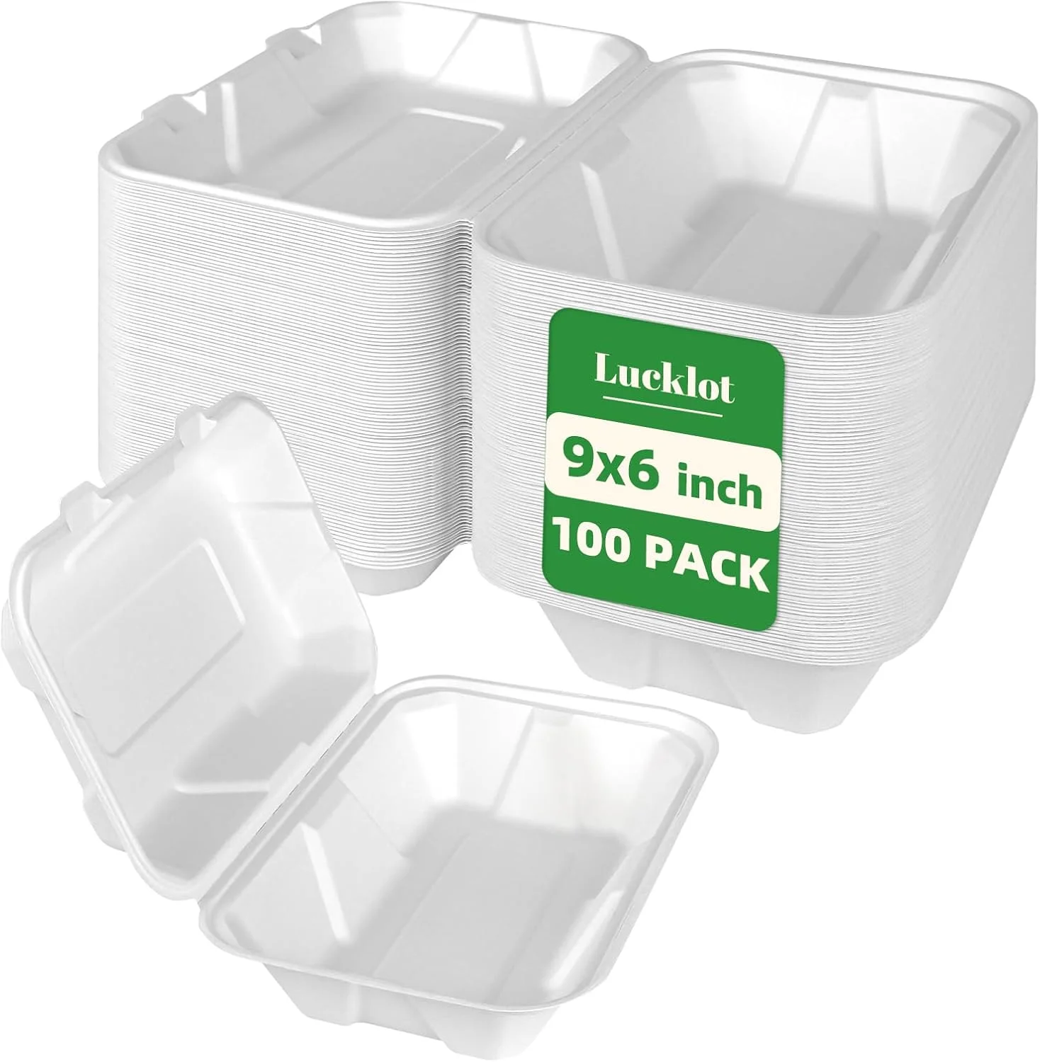 100 Pack 8??9 Inch 3-Compartment Compostable Bagasse Food Containers - Image 2