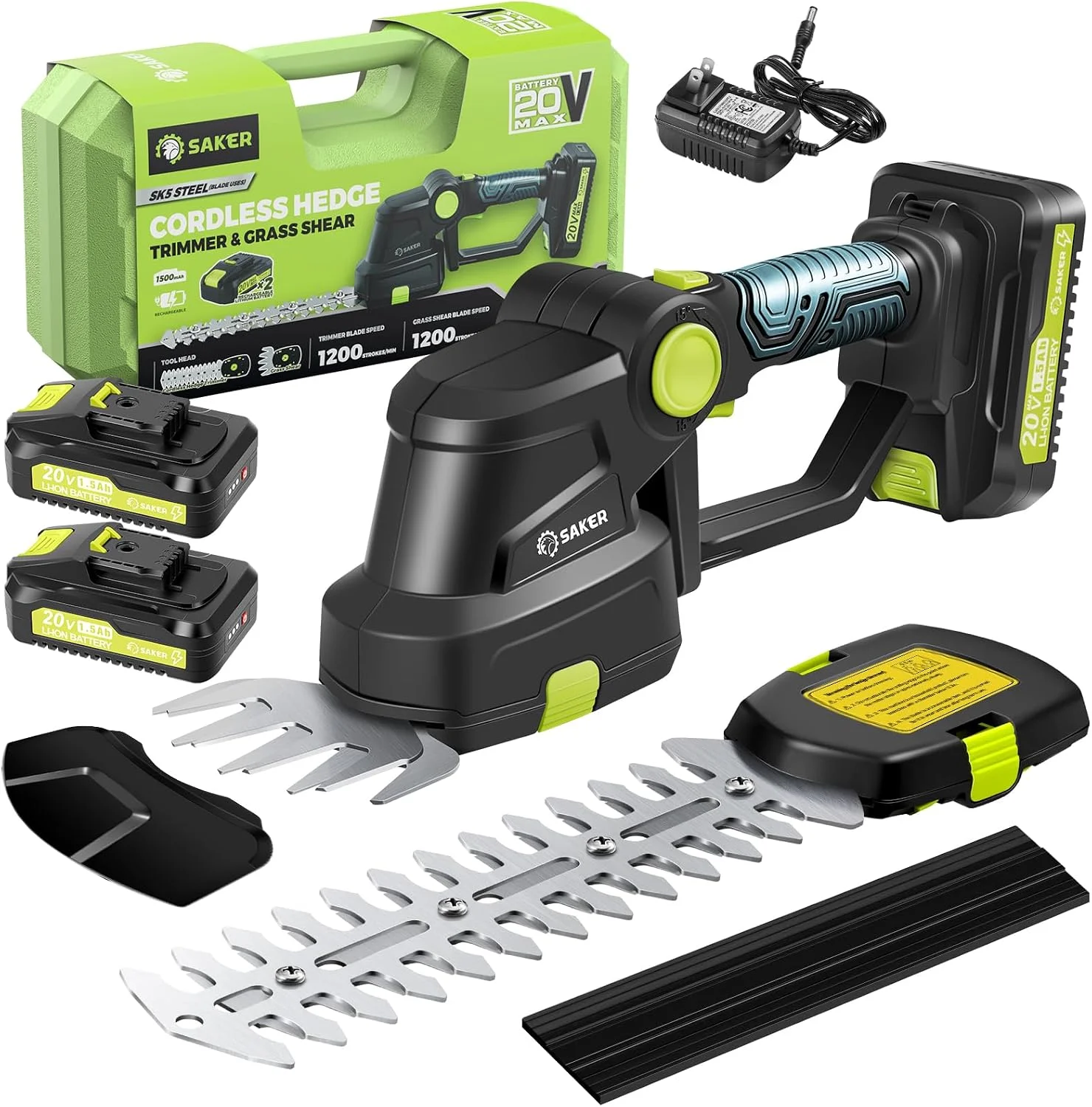 20V Cordless Hedge Trimmer,2 in 1 Bush Trimmer with 2 Battery - Image 4