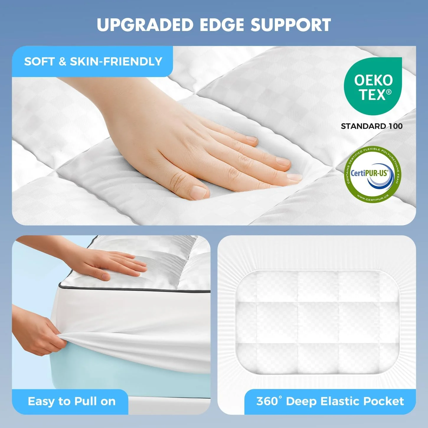 Missleep Dual Layer Memory Foam Mattress Topper, Queen Mattress Pad, 4 Inch - Image 3