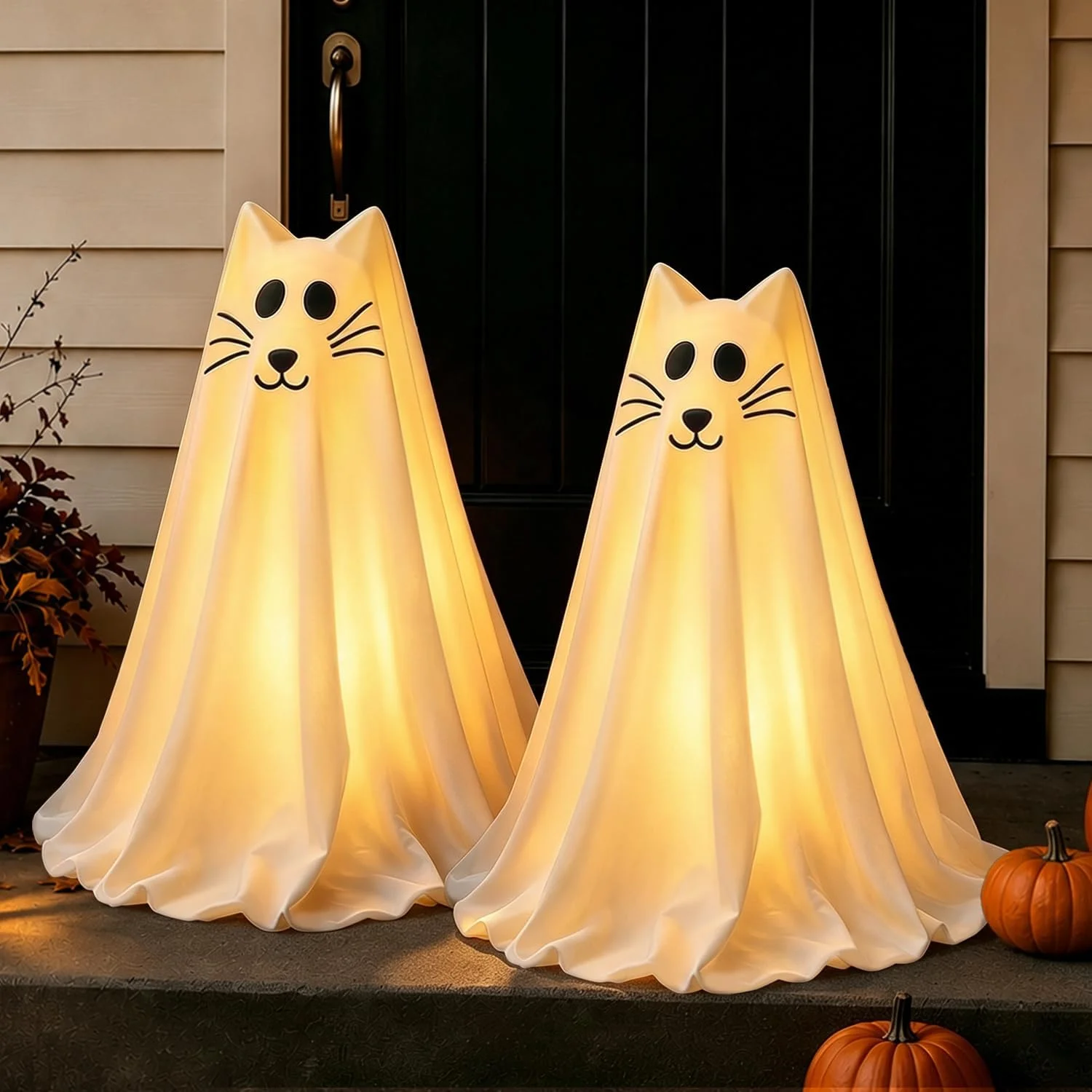 Decorations, 2.3 FT Light-Up Ghost Dog with Trick or Treat Sign - Image 2