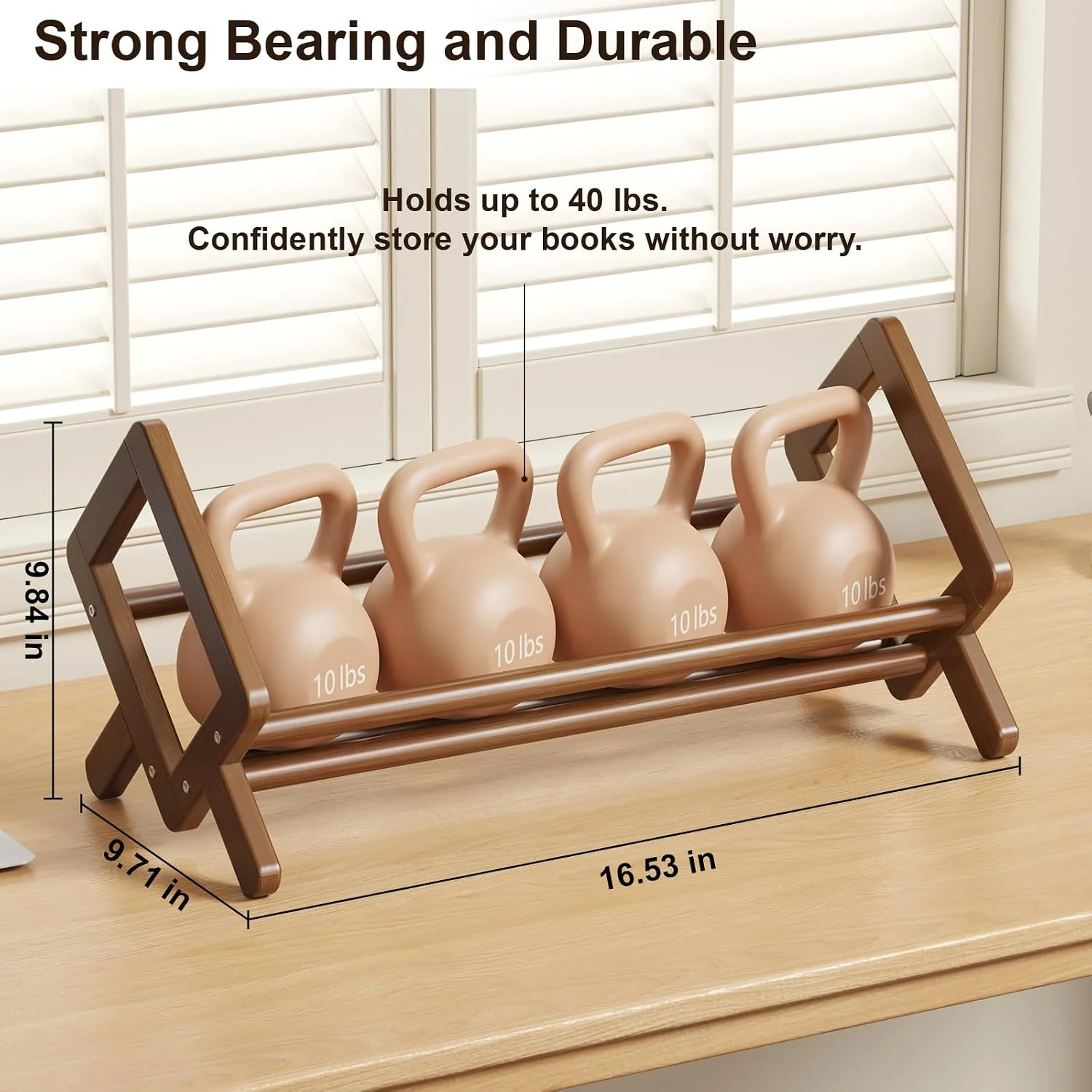 Stable Desktop Bookshelf, Bamboo Under Desk Bookshelf, Book Rack - Image 2