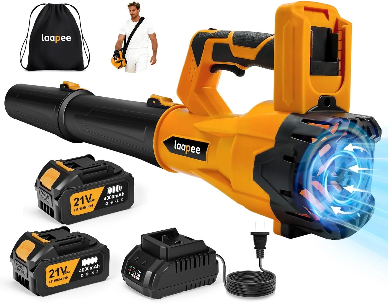 Blower Cordless 650CFM with 2x4.0Ah Battery Powered and Fast Charger - Image 3