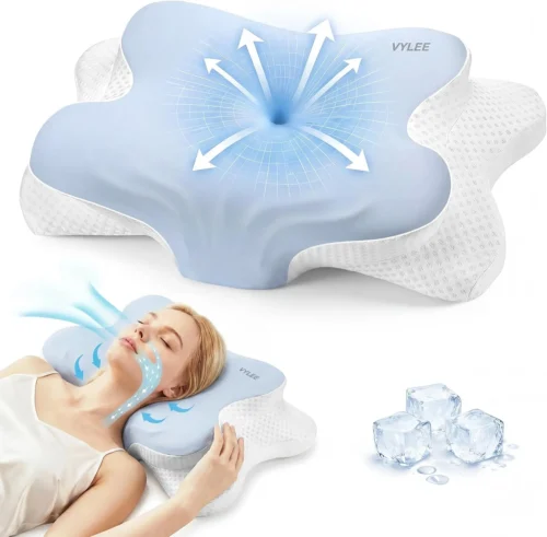 VYLEE Cervical Neck Pillow for Pain Relief, Cooling Memory Foam Pillow