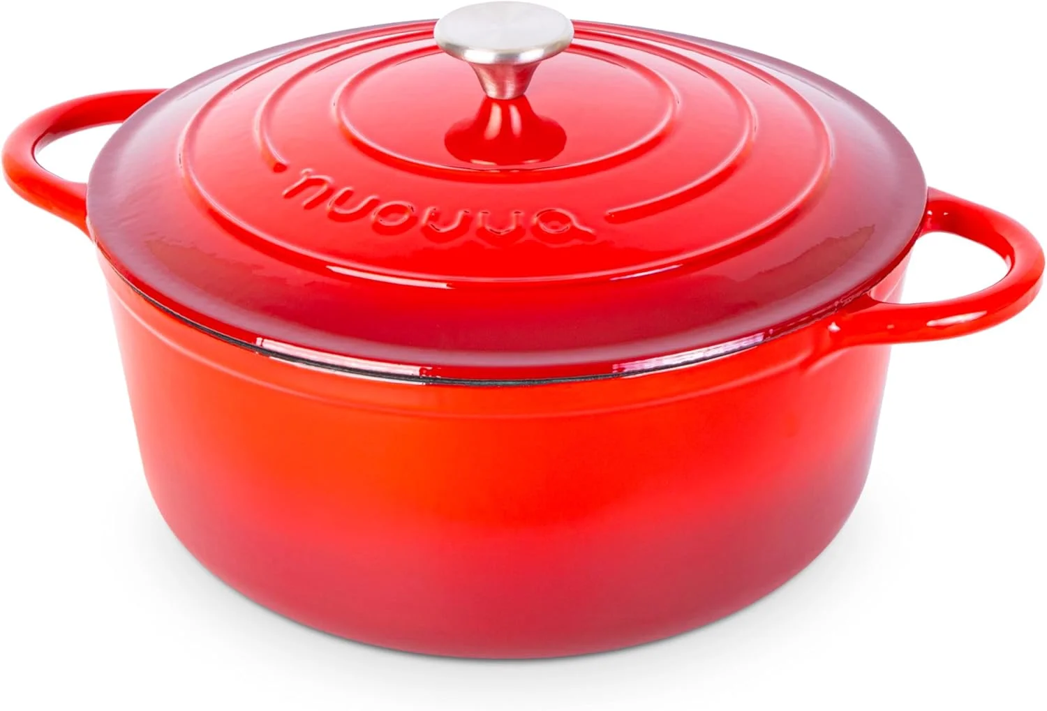 Nuovva Enamelled Cast Iron Dutch Oven Pot with Lid-6.4 Quart Non Stick Casserole Pot-Heavy Duty & Oven Safe up to 500° F for Bread Baking, Braising, Stews, Roasting - 28cm Dark Blue - Image 4