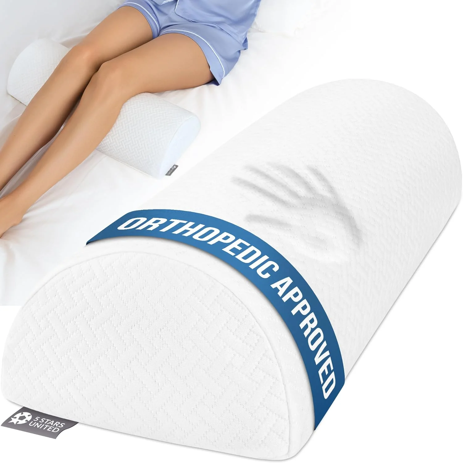 5 STARS UNITED Knee Pillow for Side Sleepers - Hip Pain Relief, Memory Foam Leg Cushion for Side Sleeping - Between Legs Pillow for Sciatica & Lower Back Pain, Arctic Gray - Image 3