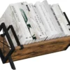 Wood Desktop Bookshelf, Retro Tabletop Bookshelf, Desk Shelf for Top of Desk in Living Room, Home, Office, Tilting Bookcase for CDs, Magazine, Books, Home Decor