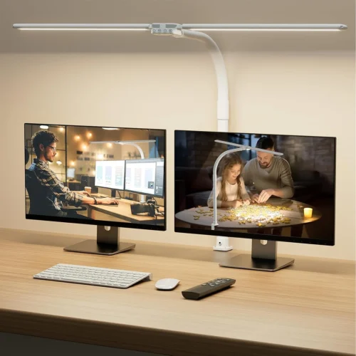 LED Desk Lamp for Home Office - Dimmable Computer Desk Light with Clamp, Modern Architect Task Lamp with Color Changing