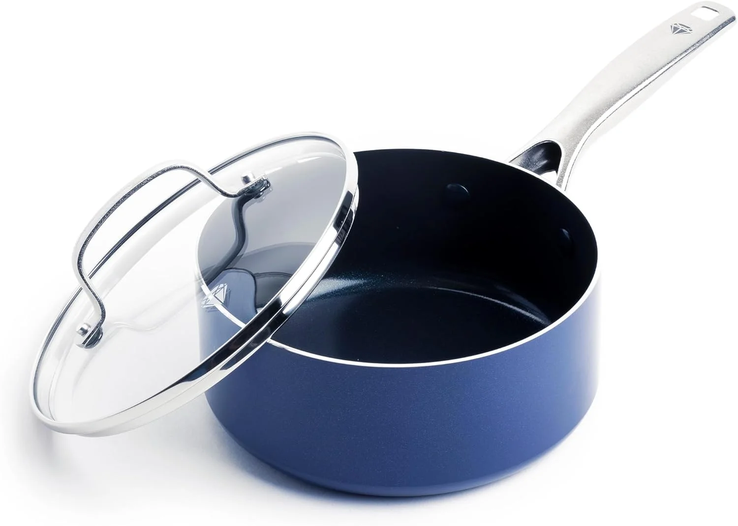 Blue Diamond 2QT Diamond Infused Ceramic Nonstick Sauce Pan with Lid, Blue - Image 2