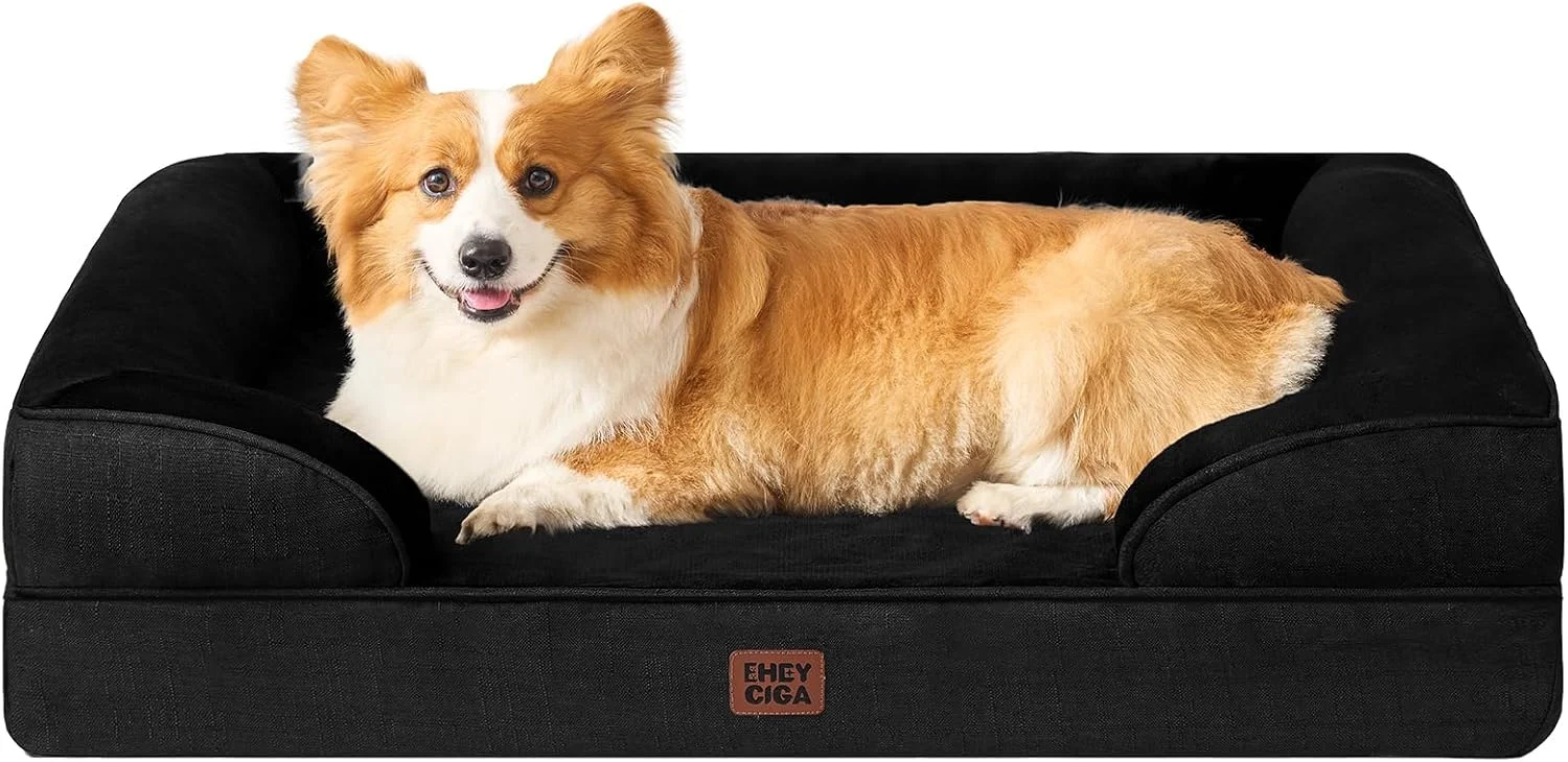 EHEYCIGA Memory Foam Orthopedic Dog Bed XL, 112x81x16cm, Grey - Image 3