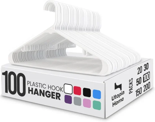 Utopia Home Plastic Hangers with Hooks 50 Pack – White Hangers