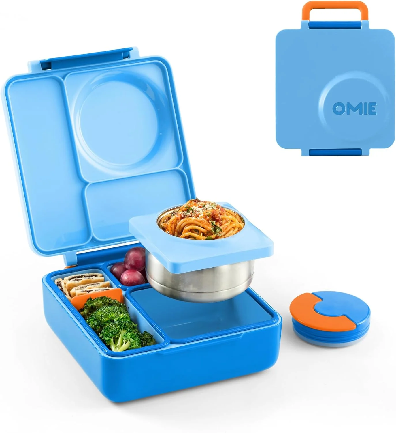 Omie OmieBox Kids Insulated Leakproof Bento Lunch Box with Food Jar (Blue Sky) - Image 3