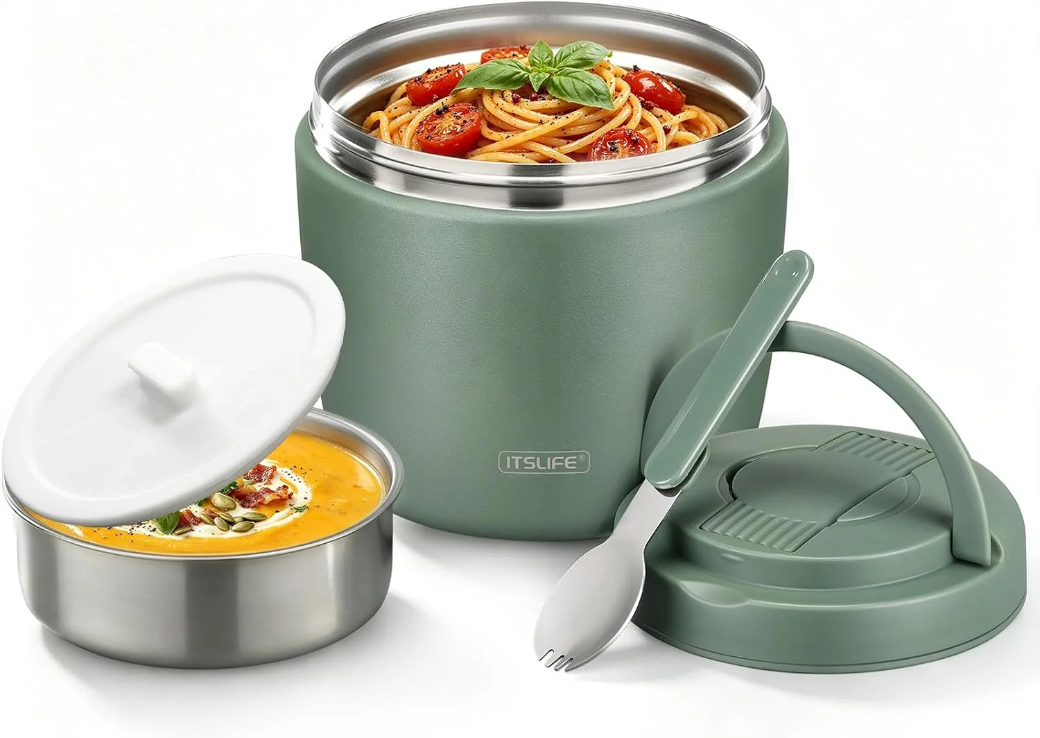 32oz Insulated Soup Thermo, Vacuum Stainless Steel Food Jar for Hot & Cold Food, Leakproof Wide Mouth Lunch Container with Spoon, Light Purple - Image 2