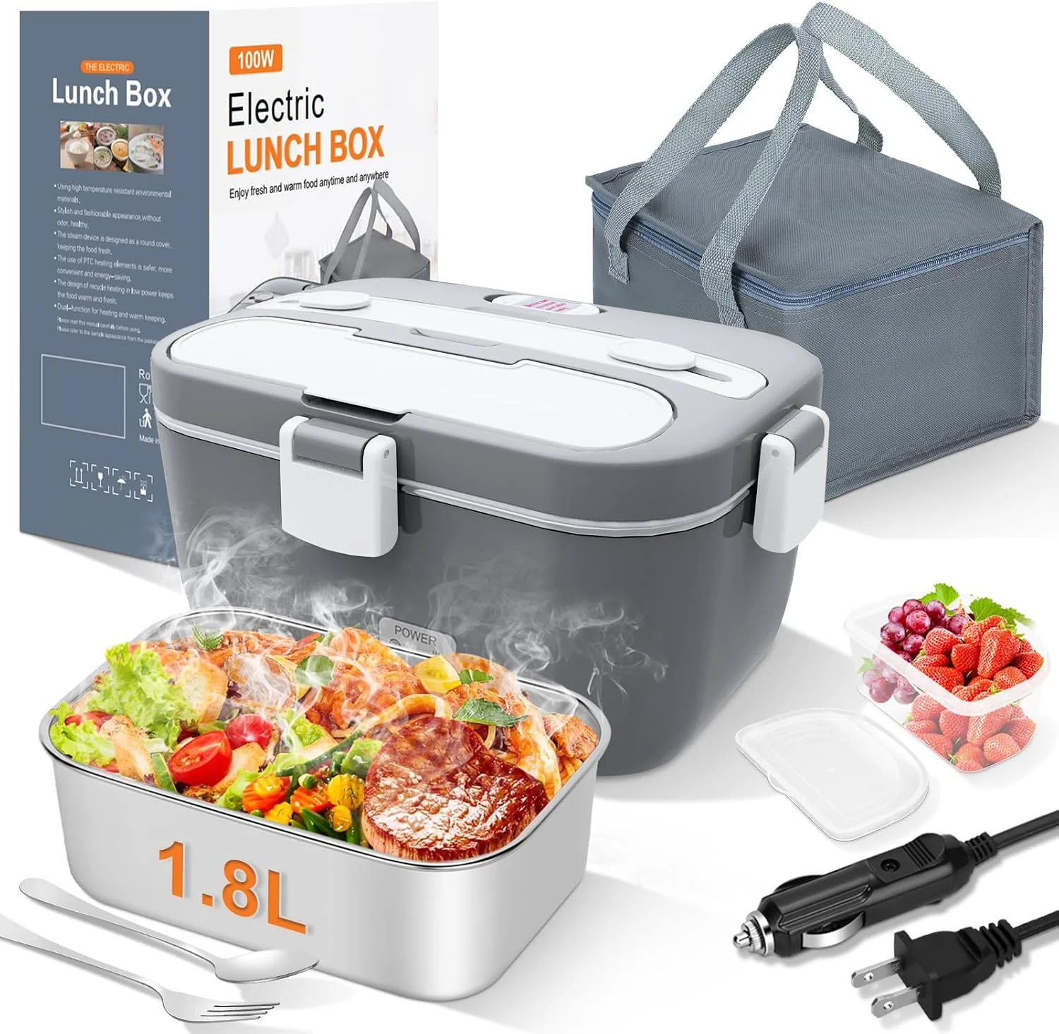 Electric Lunch Box Food Warmer, 1.8L Heated Lunch Box for Adults - Image 3