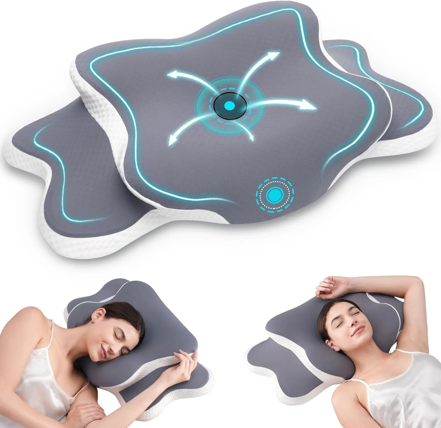 Delyoly Cervical Neck Pillow for Sleeping - Memory Foam Contour Pillow,Grey - Image 2