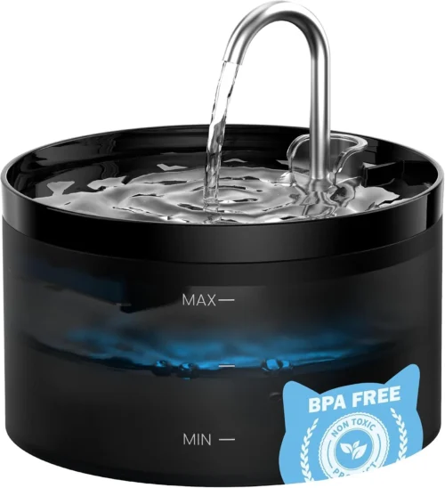Cat Water Fountain Cat Fountain: GIOTOHUN 2L Water Fountains Indoor Cats - Super Silent Pet Waterer Fountains for Cats - Easy Cleaning - Black - Pets Feeding & Watering Supplies - for Small Animals