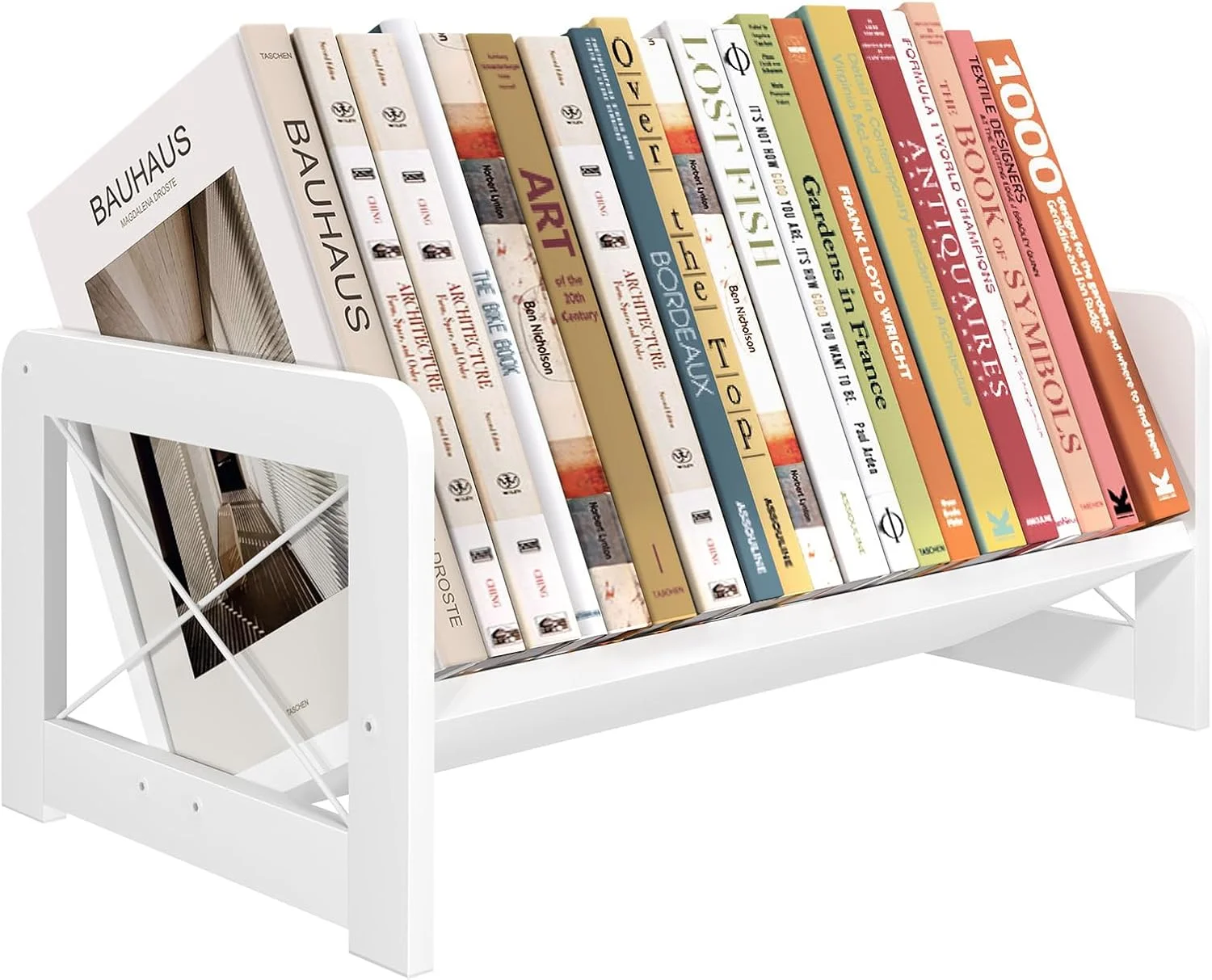 Desktop Bookshelf Organizer, Wood Slanted Desk Bookshelf, Small Tabletop Book Rack, Portable Mini Bookcase for Book Display, Cookbooks, Kids Reading, Office & Home Storage, Rustic Brown - Image 2