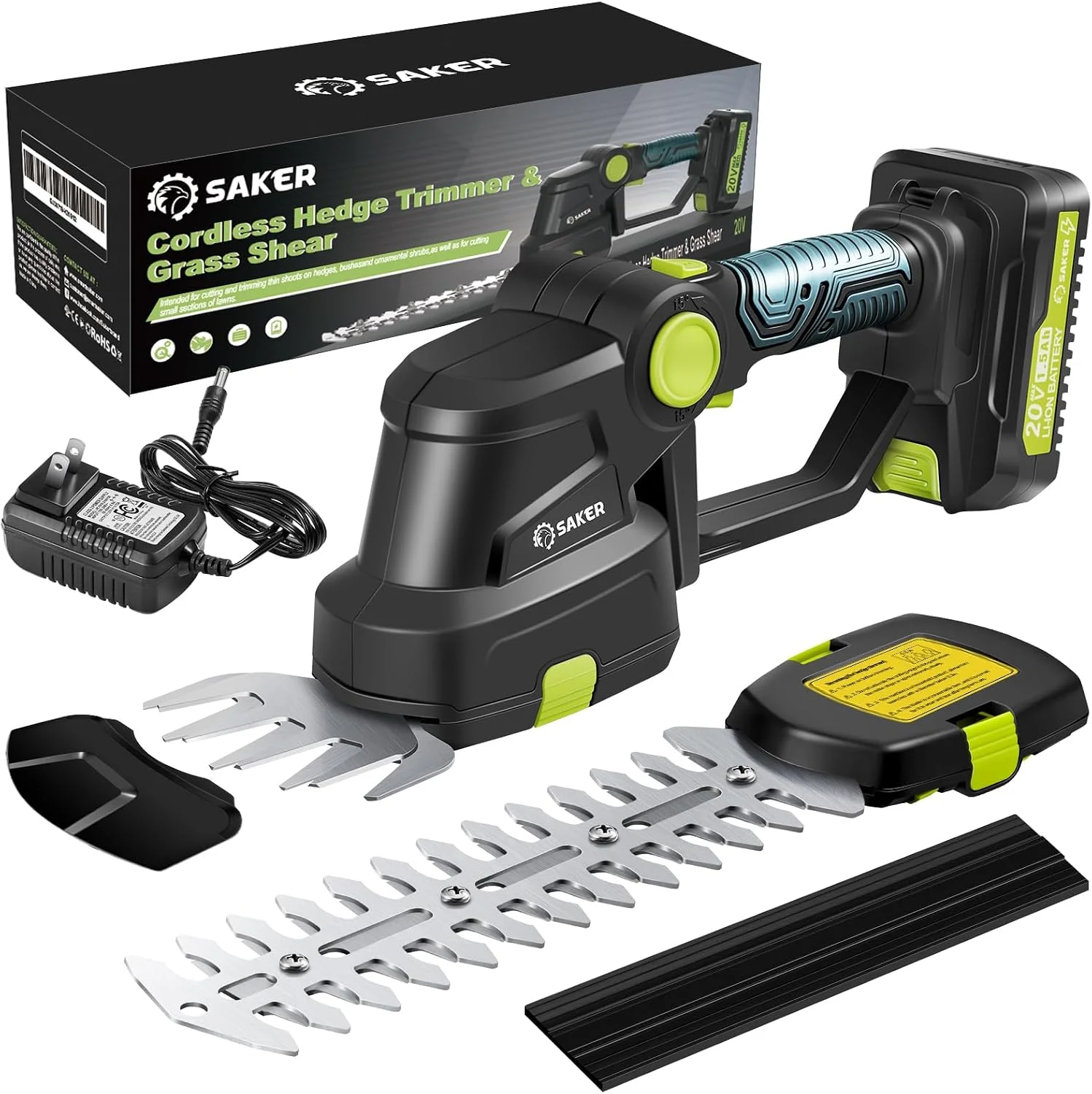 20V Cordless Hedge Trimmer,2 in 1 Bush Trimmer with 2 Battery - Image 2