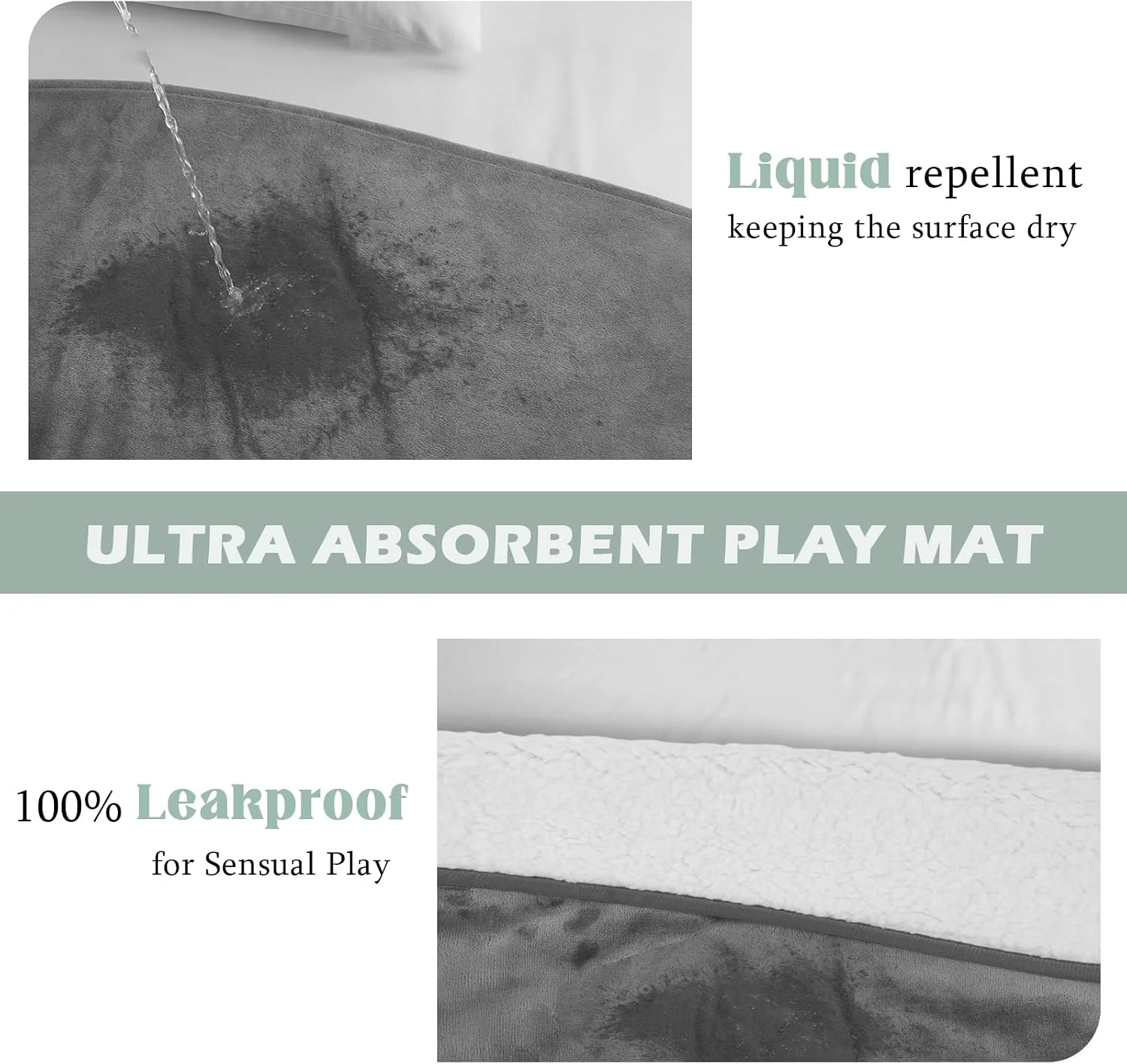 DOVIROS Waterproof Blanket for Bed Intimacy, Love Blanket Waterproof and Stain Proof, Absorbent, Washable Bed Protector for Couples, Liquid-Resistant Throw for Mattress Protection (80x60 Inch, Grey) - Image 4