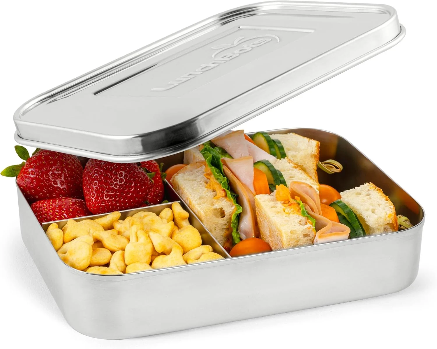 Medium Trio Stainless Steel Kids Bento Box 3-Section 32oz