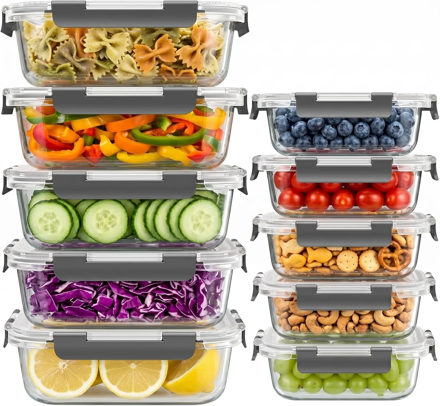 Sets 36 oz & 12 oz Glass Food Storage Containers with lids, Purple
