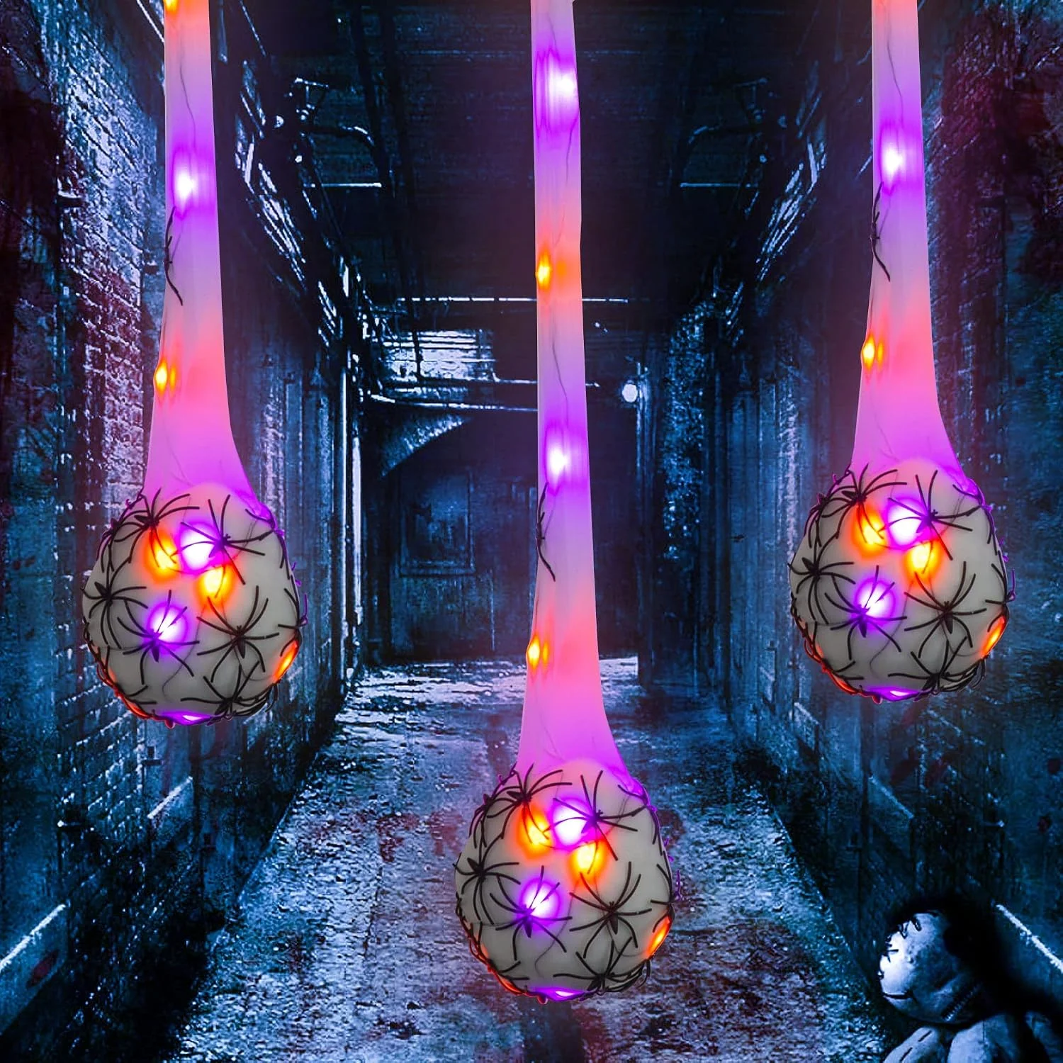 3.2FT Halloween Decoration Hanging Light Up Spider Egg Sacs 3 Packs, Gift for Halloween Party Favors Games, Sacks Props for Halloween - Image 2
