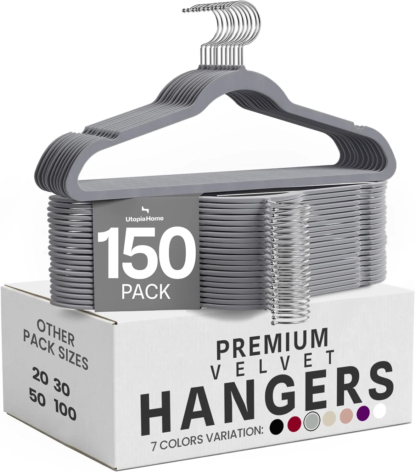 Utopia Home Velvet Hangers 50 Pack – Non-Slip Slim Black Hangers - Image 2