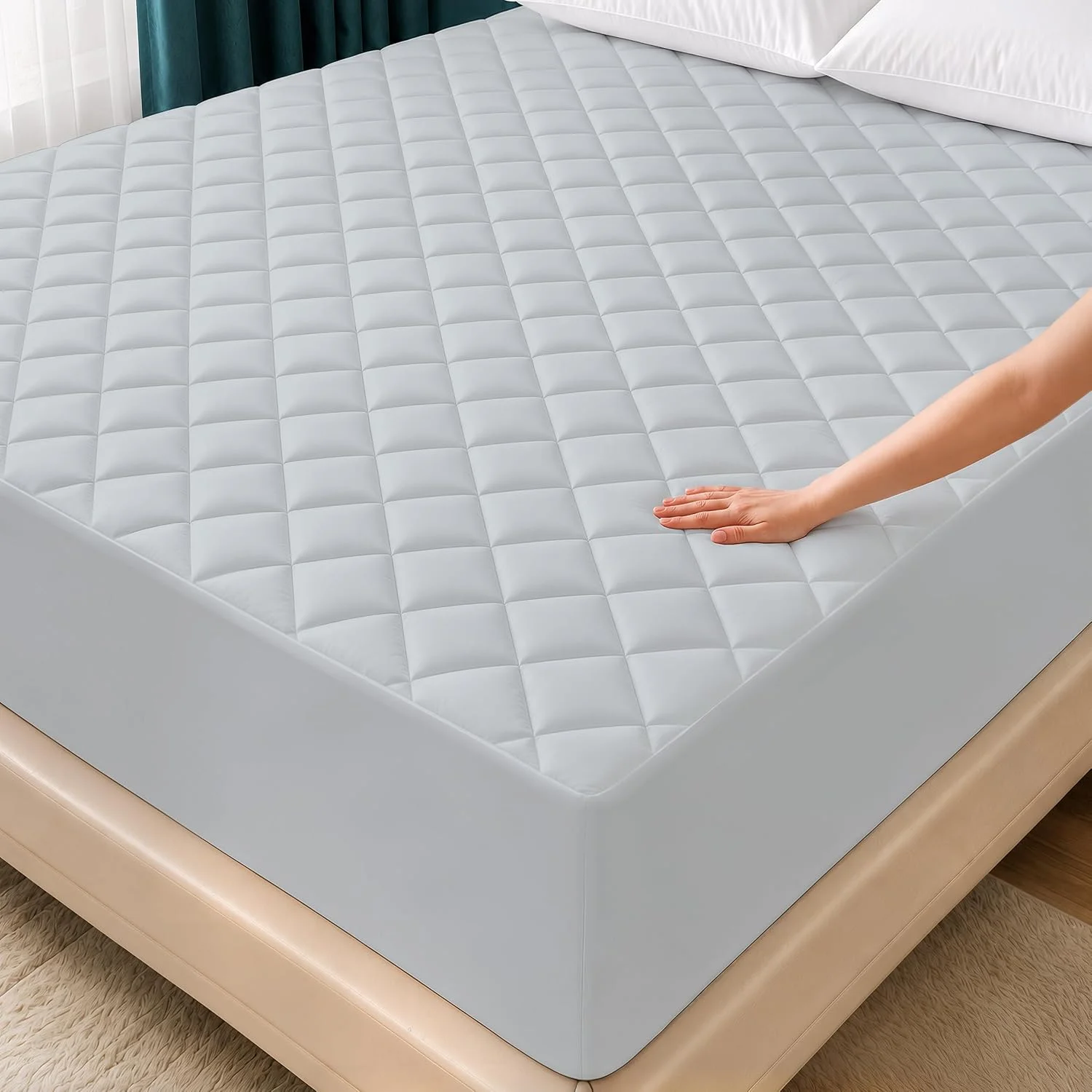 Twin Mattress Pad, Quilted Mattress Protector Topper fits 16 Deep Pocket