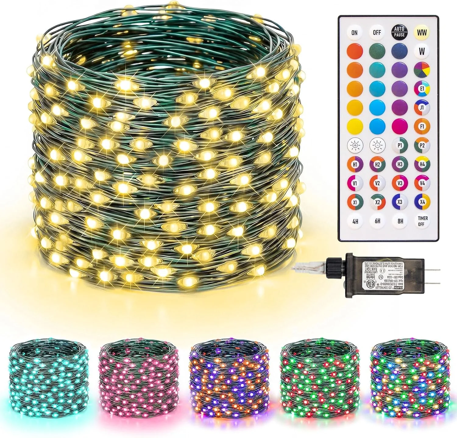 66 FT Color Changing Fairy Lights Plug in with Remote, 200 LED - Image 3