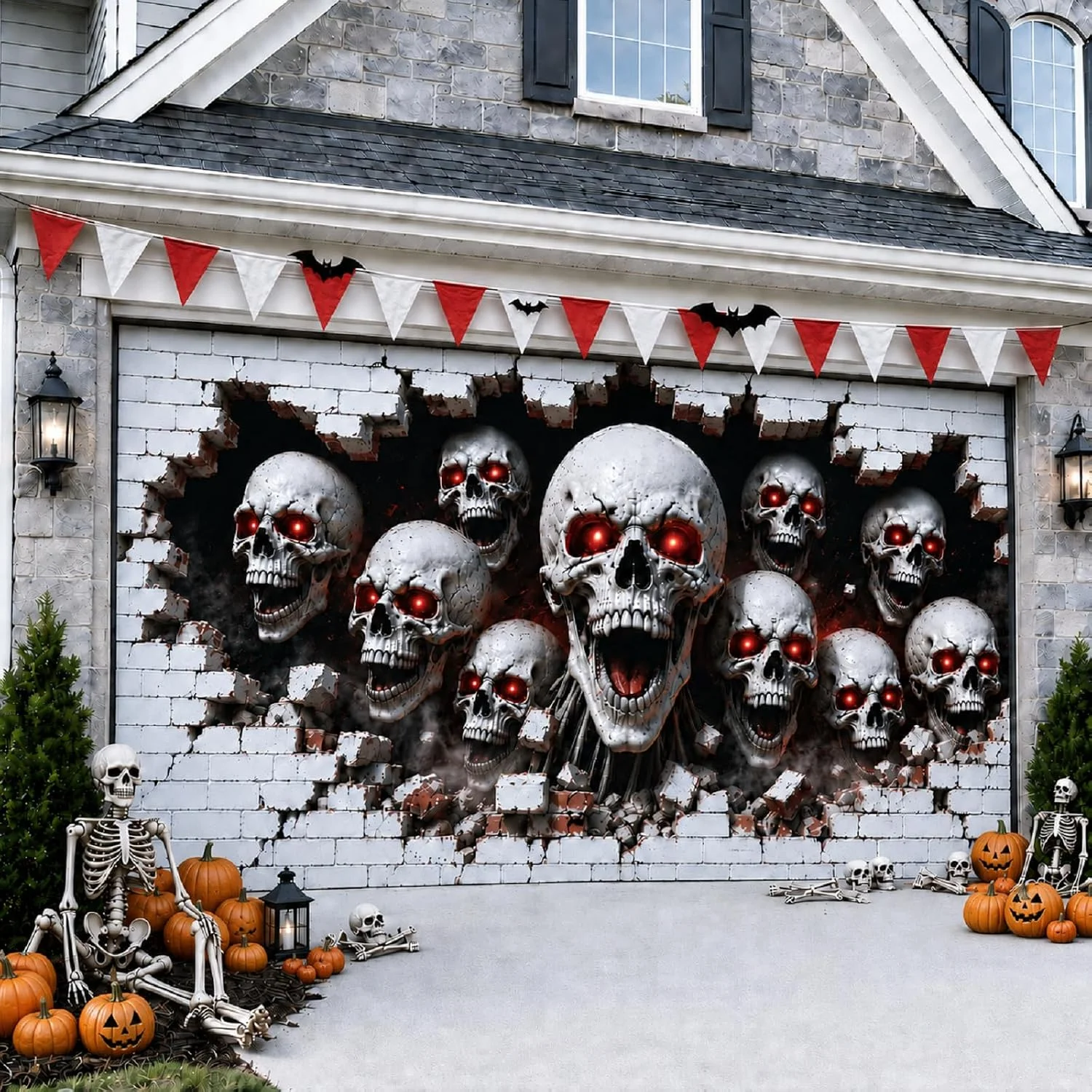 Garage Door Cover 16x7 FT, Realistic Garage Scene Design - Image 3
