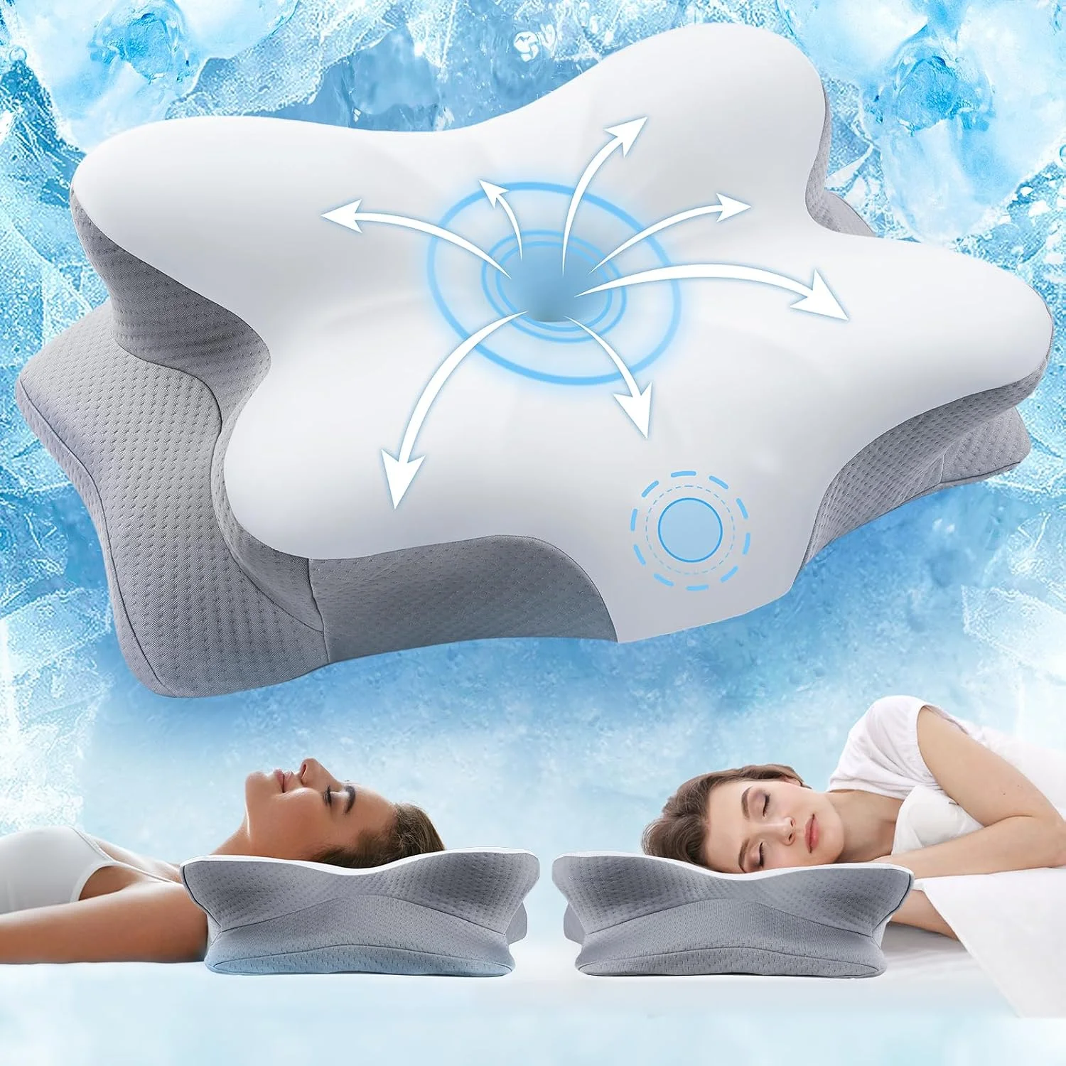 Cervical Neck Pillow Memory Foam, Ergonomic Support Pillow for Side Sleeper