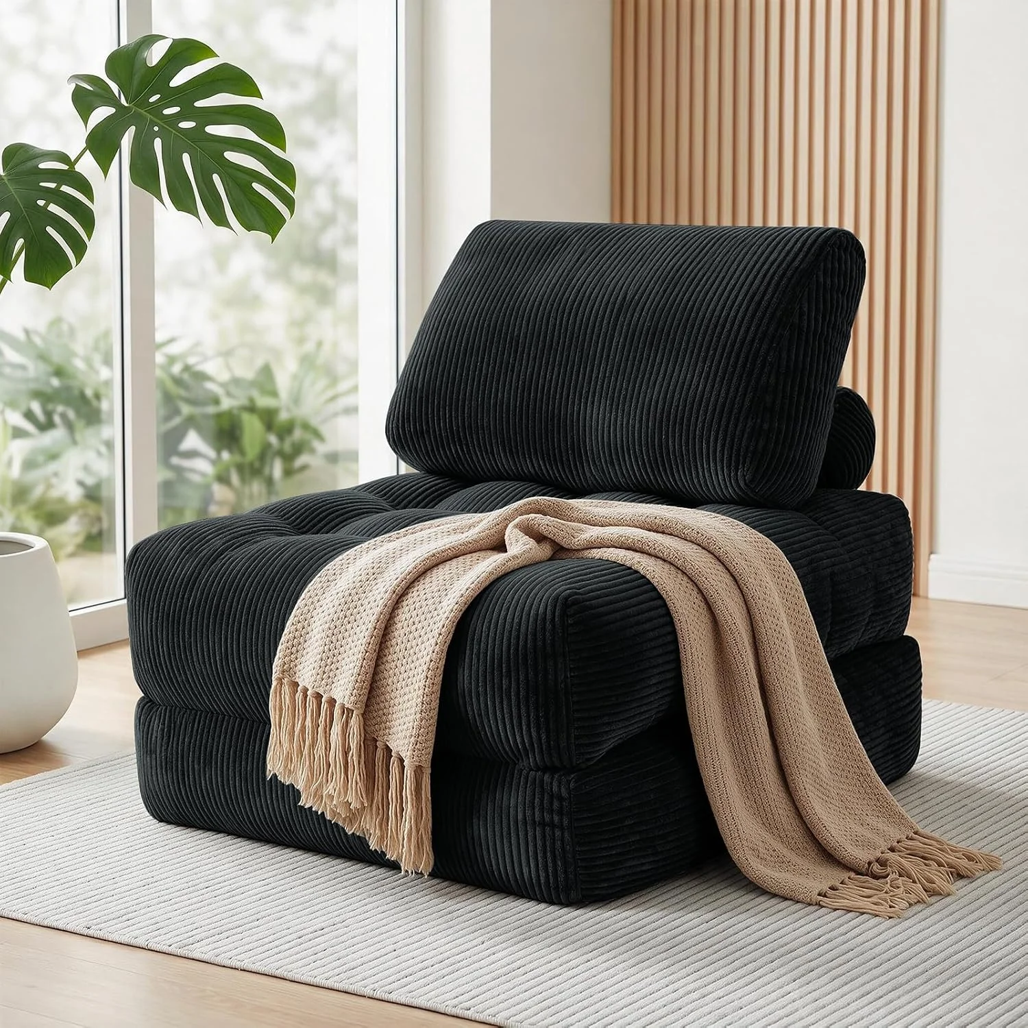 Ceecysaa Folding Sofa Bed, Convertible Sleeper Chair, Single, Black - Image 2