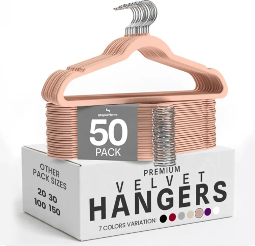Utopia Home Velvet Hangers 50 Pack – Non-Slip Slim Black Hangers