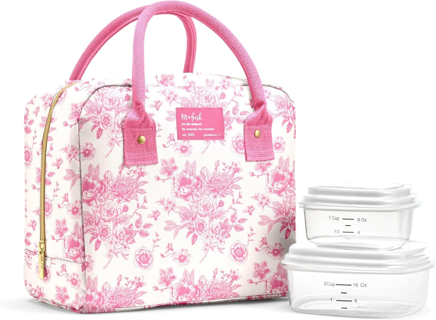 Fresh Bloomington Lunch Bag for Women - Insulated Large Lunch Box for Work with Containers, Leak-Resistant, Stain-Resistant, Zipper Closure - Image 4