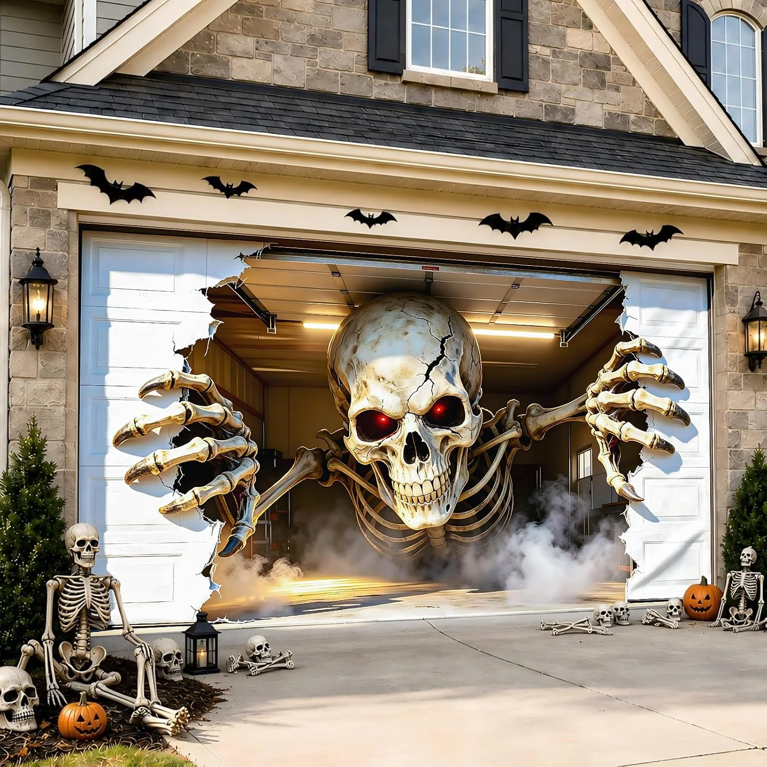 Garage Door Cover 16x7 FT, Realistic Garage Scene Design - Image 4