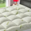 Premium Bamboo Queen Size Mattress Topper for Back Pain, 1200 GSM Quilted Fitted Extra Thick Mattress Pad for Bed,Pillow Top Mattress Cover with Deep Pocket Up to 21 Inches（60 * 80inch）