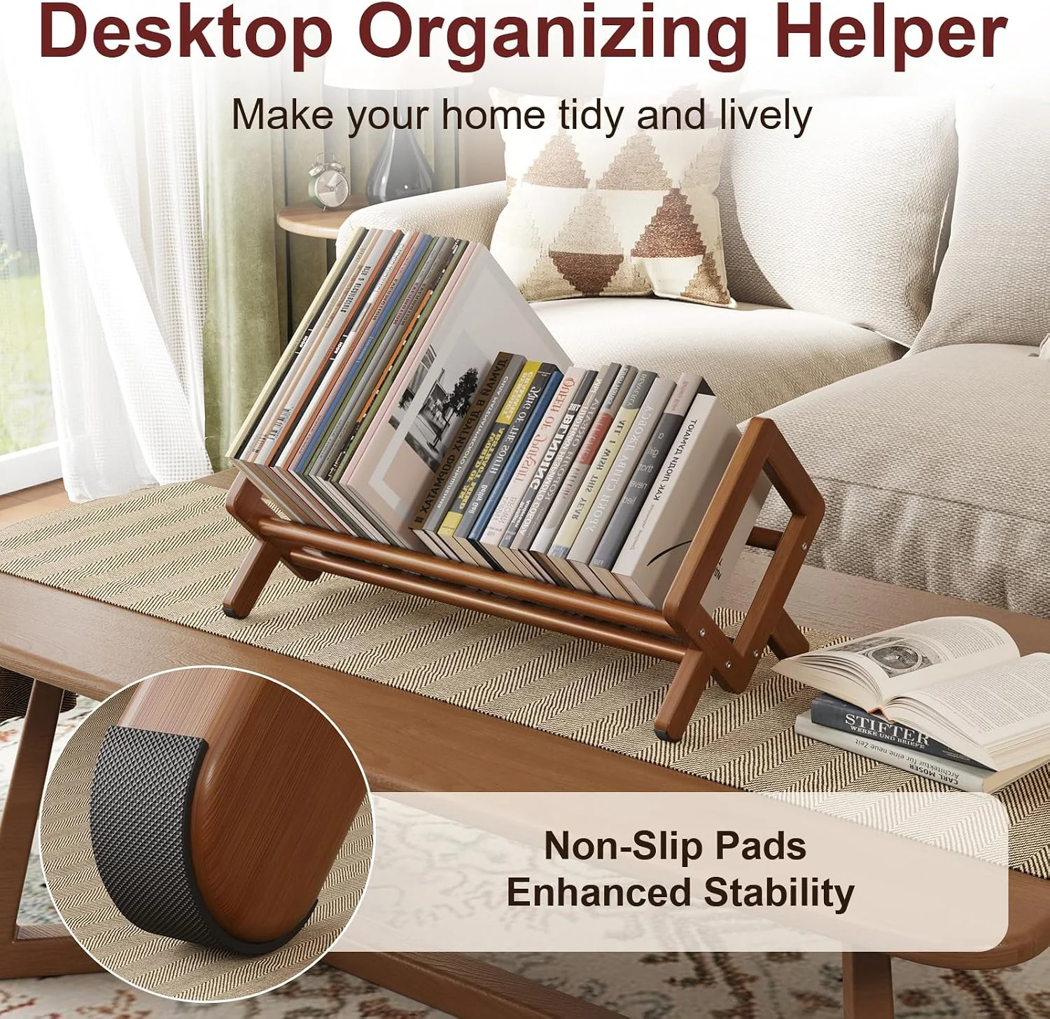 Stable Desktop Bookshelf, Bamboo Under Desk Bookshelf, Book Rack - Image 4