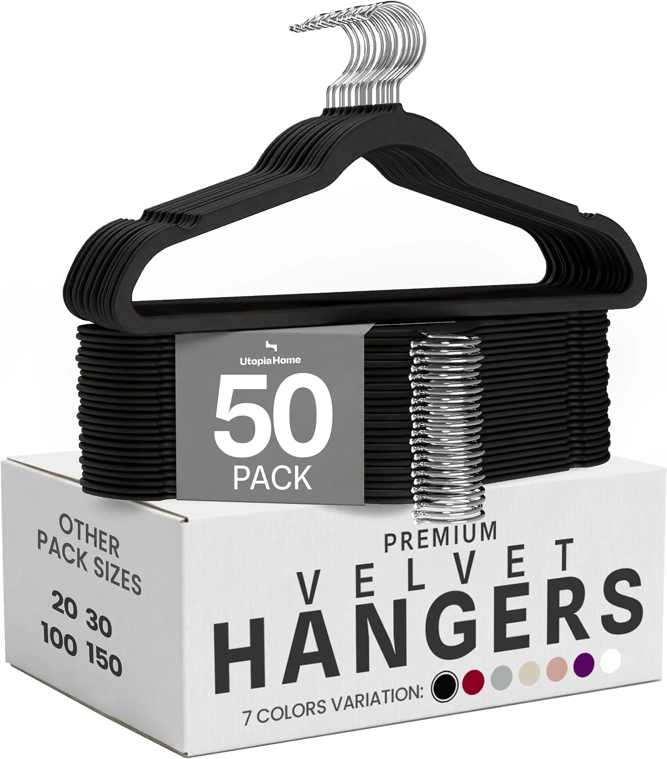Utopia Home Velvet Hangers 50 Pack – Non-Slip Slim Black Hangers - Image 3