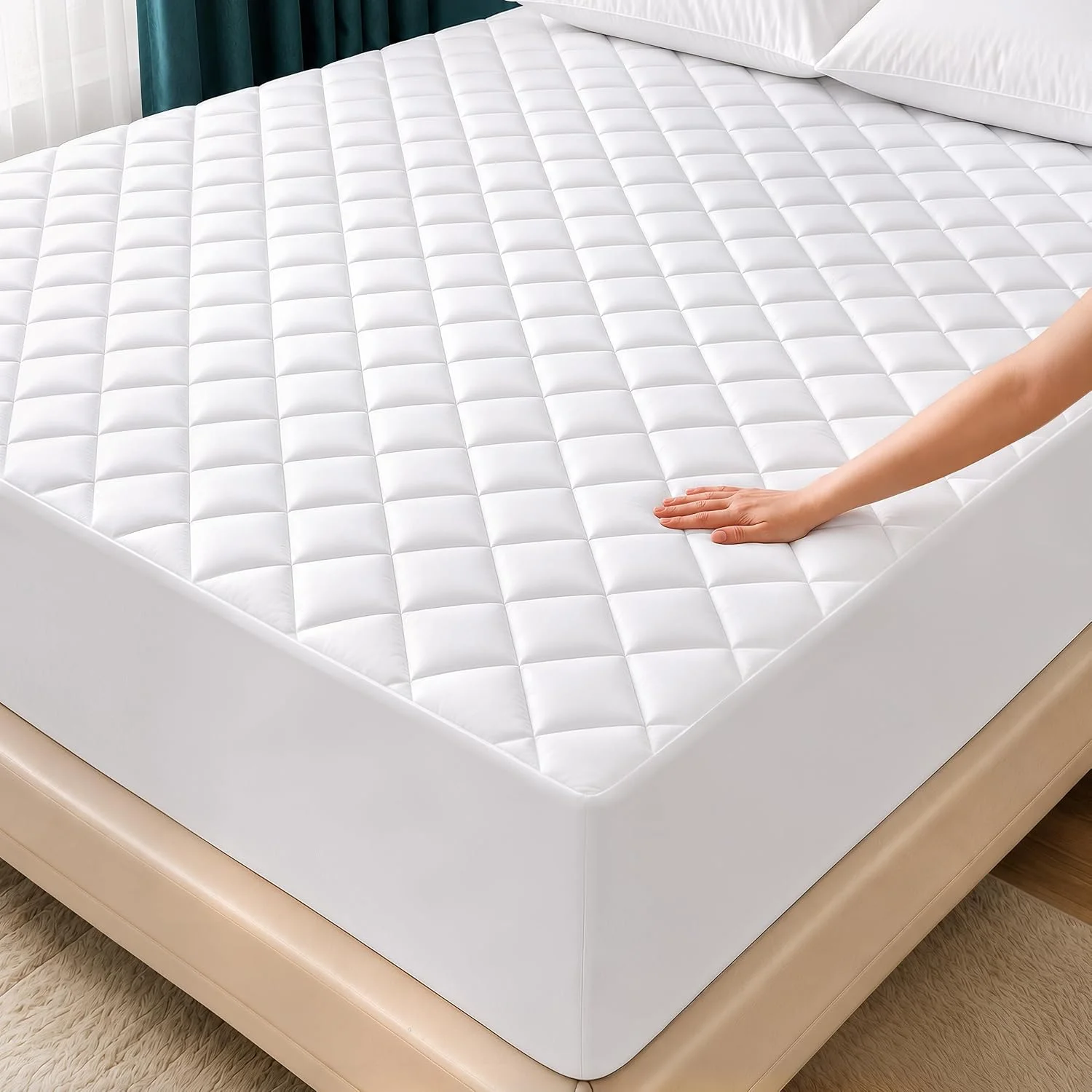 Twin Mattress Pad, Quilted Mattress Protector Topper fits 16 Deep Pocket - Image 2