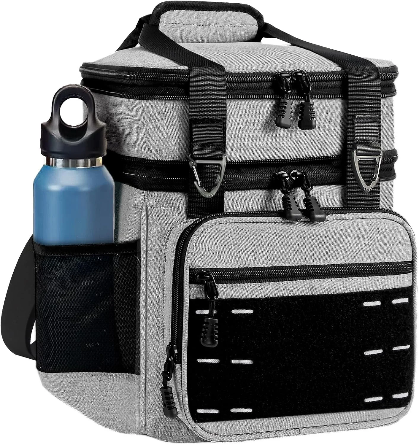 Tactical Expandable Lunch Box Men 2 Layer Cooler Bag 20 Cans Black - Image 4
