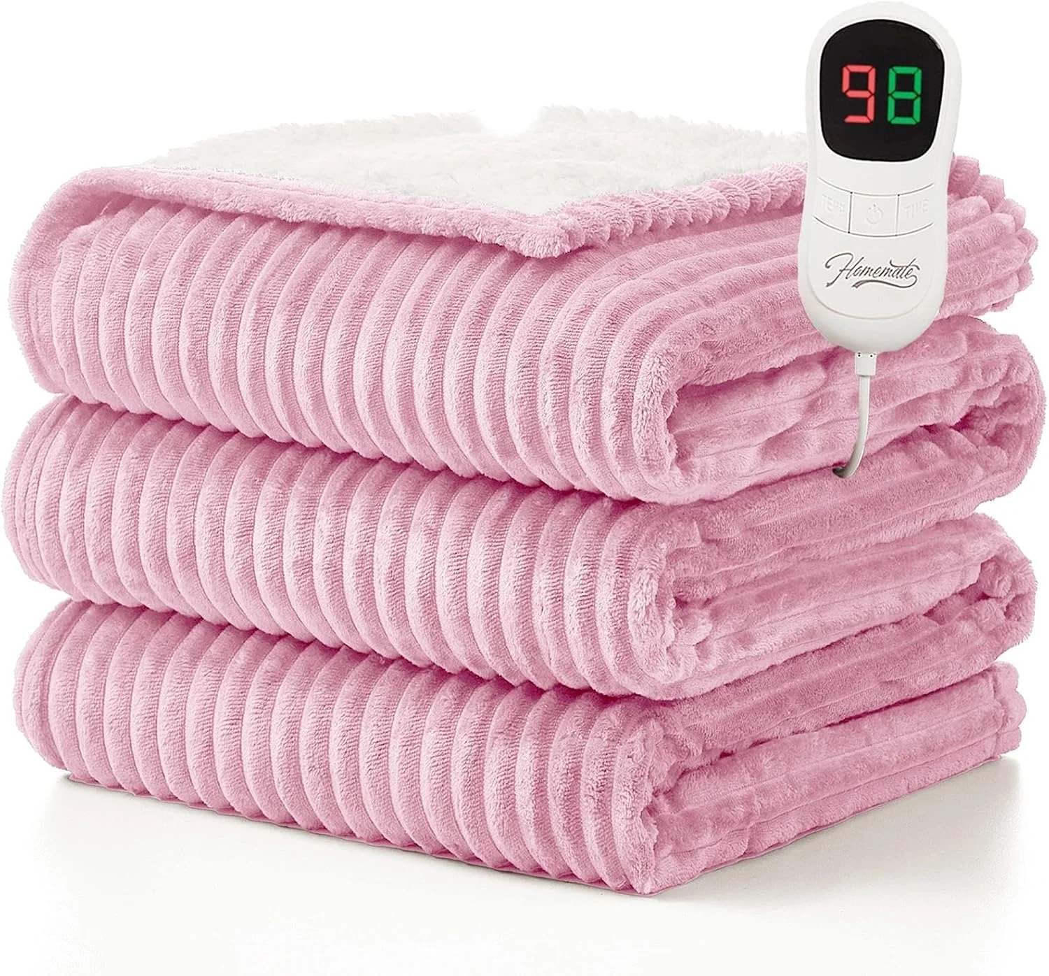 Homemate Heated Blanket Electric Heating Throw 50x60 Soft Flannel Sherpa