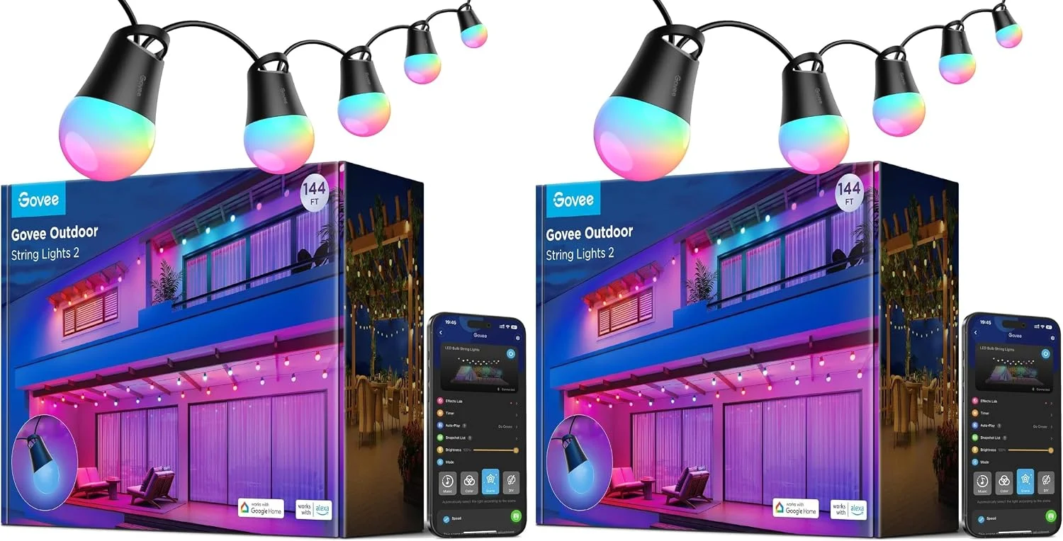 Smart Outdoor String Lights 2, 144ft RGBIC Patio Lights with 45 Bulbs - Image 4